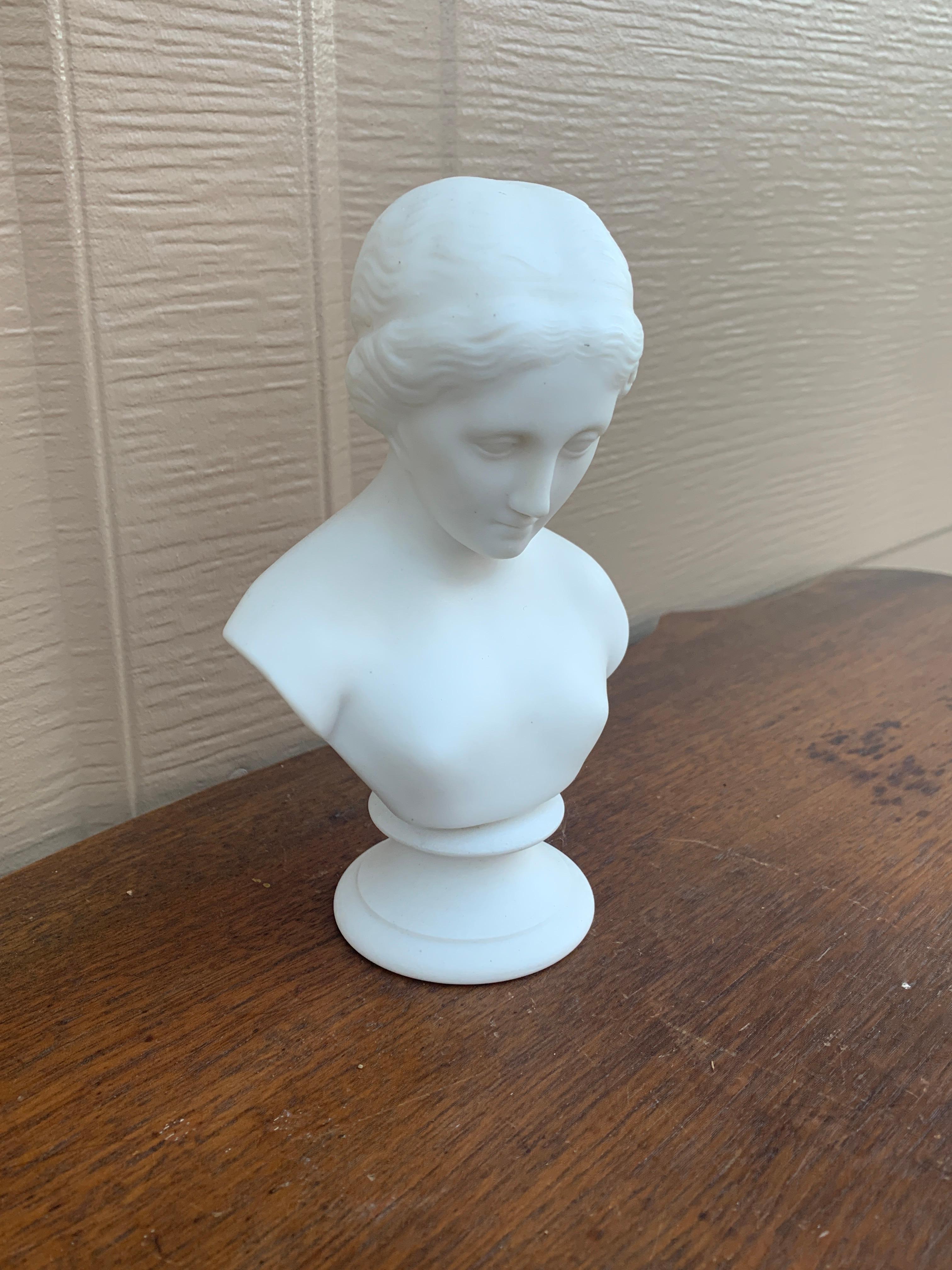 Vintage Classical Female Parian Porcelain Bust Sculpture In Good Condition For Sale In Elkhart, IN