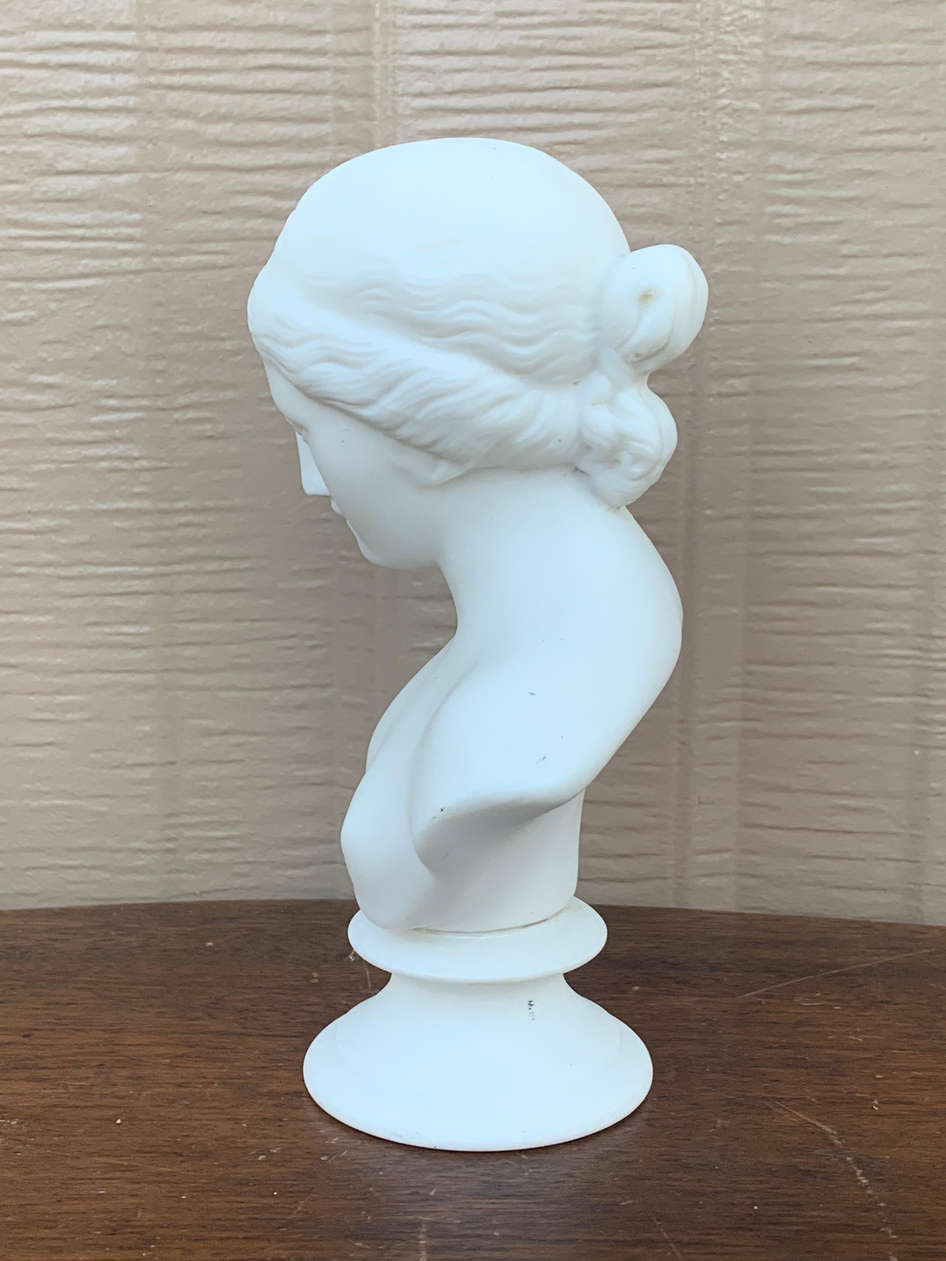 Vintage Classical Female Parian Porcelain Bust Sculpture For Sale 2