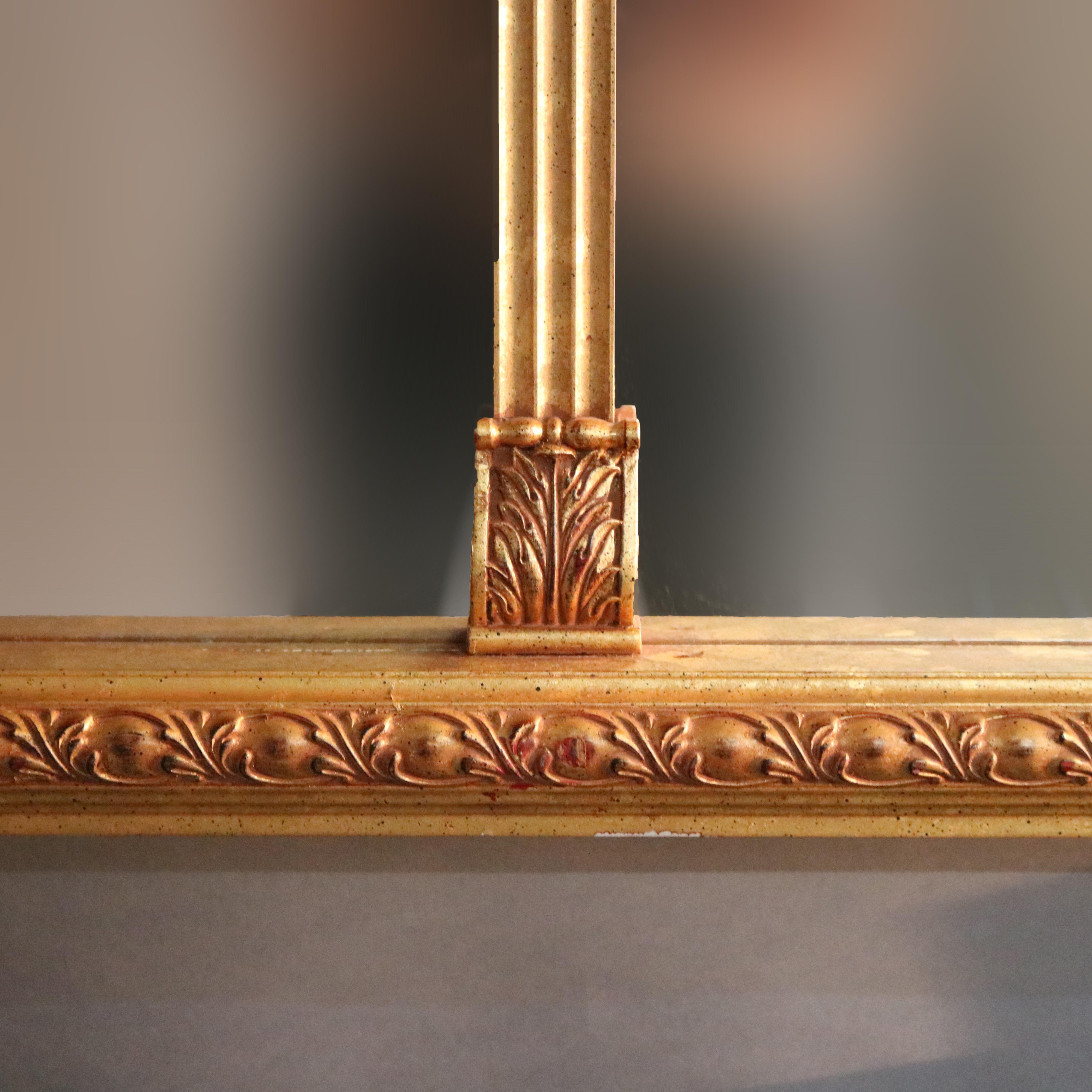 Vintage Classical Giltwood Triptych over Mantle Mirror, 20th Century 1