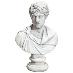 Classical Greek Hard Stone Portrait Bust Sculpture, Elio Caesar, circa 1940