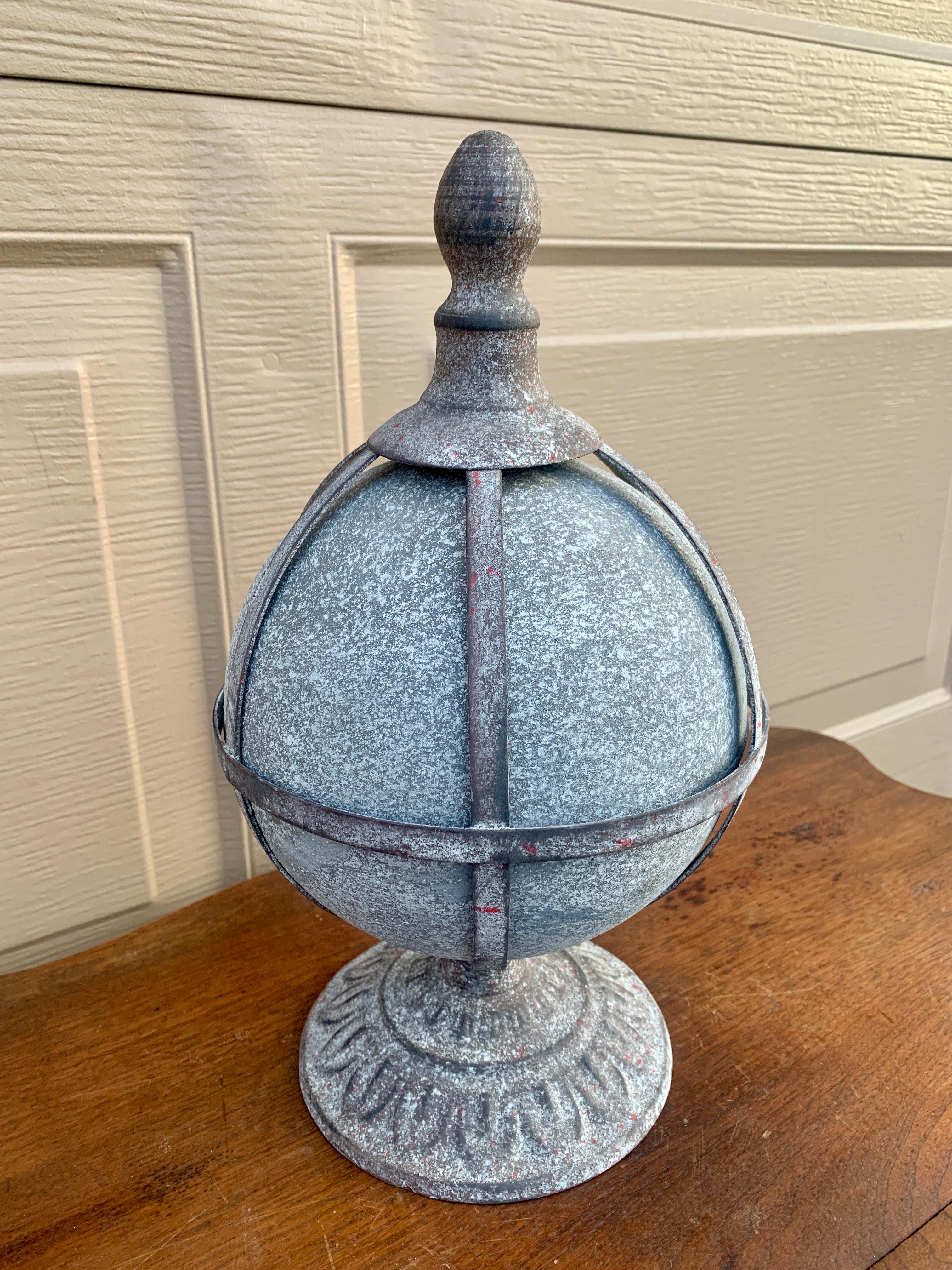 American Vintage Classical Metal Orb Garden Finial For Sale