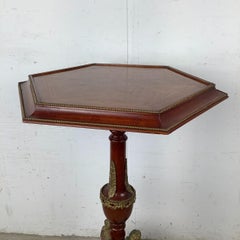 Vintage Classical Pedestal Side Table with Ornate Brass Detailing