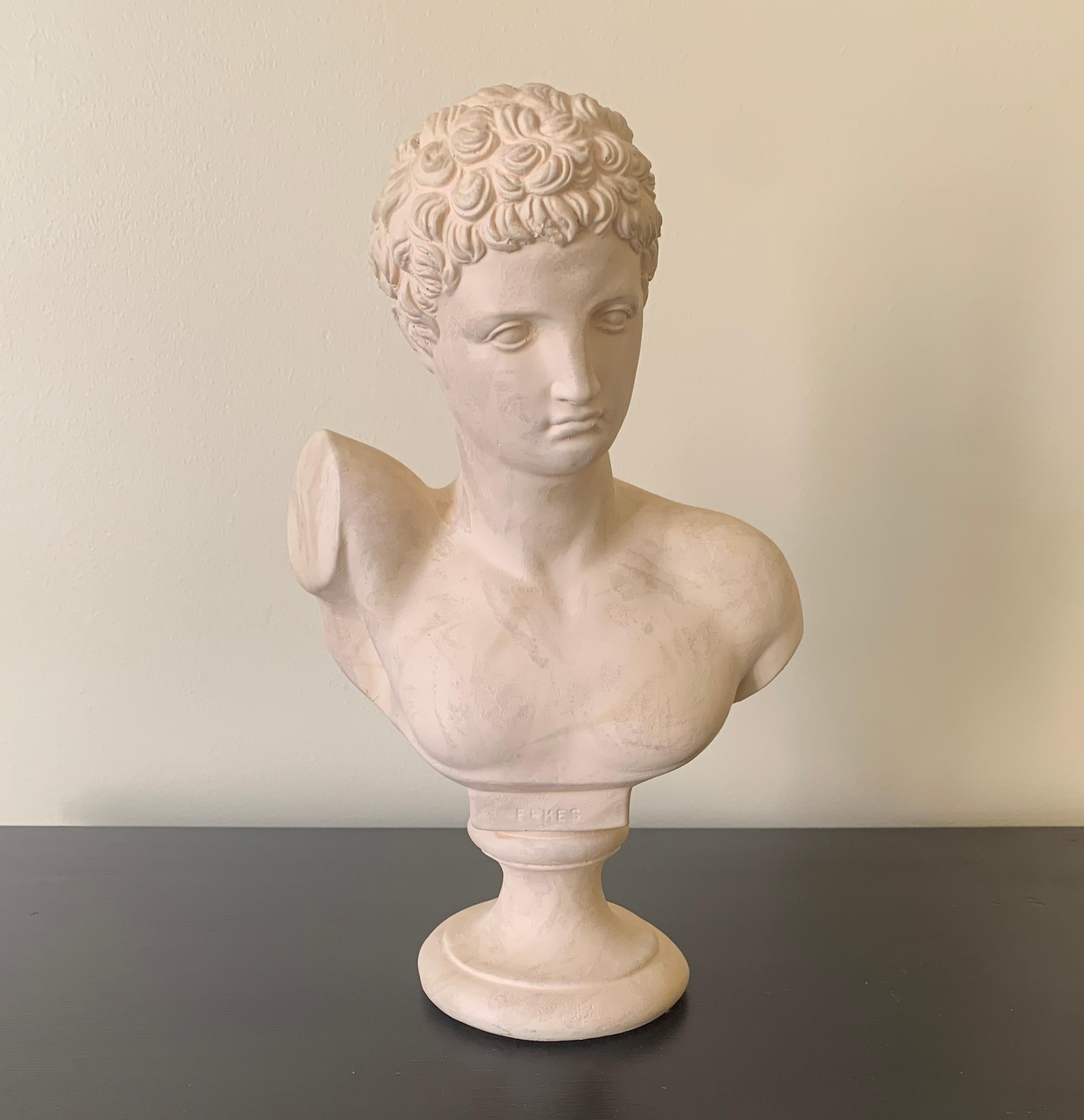 Vintage Classical Plaster Male Bust of Hermes Sculpture For Sale 4