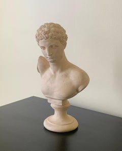 Vintage Classical Plaster Male Bust of Hermes Sculpture