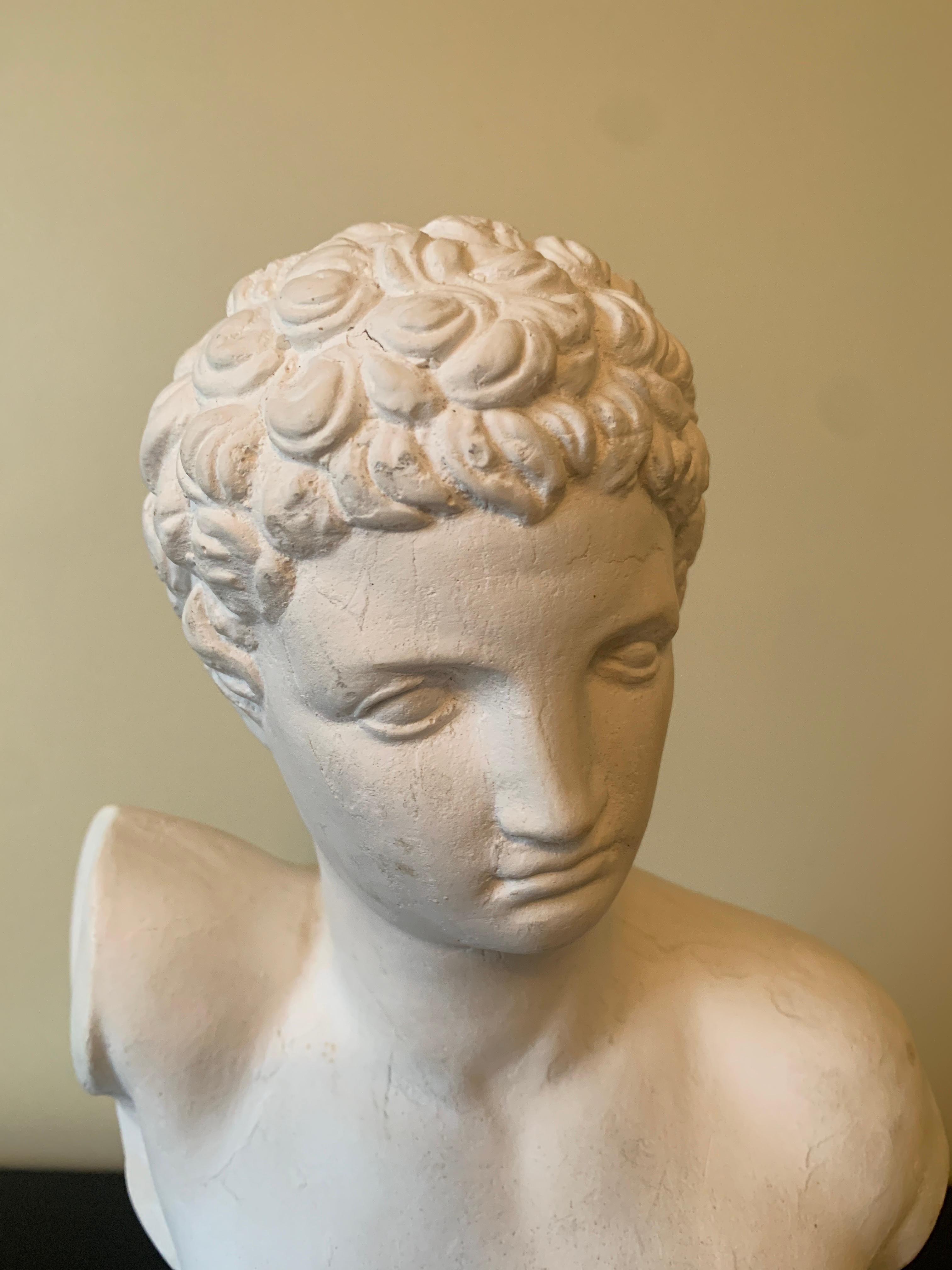 American Vintage Classical Plaster Male Bust of Hermes Sculpture For Sale