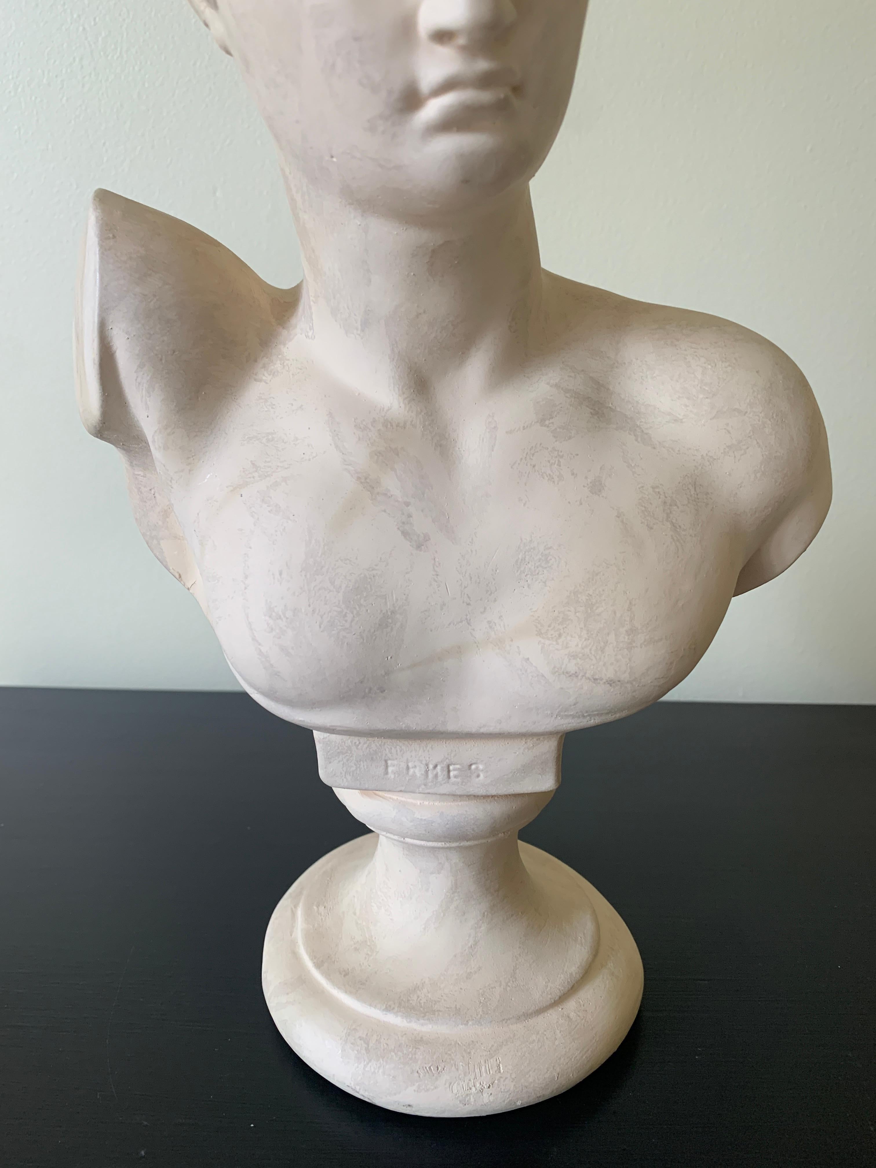 Vintage Classical Plaster Male Bust of Hermes Sculpture In Good Condition For Sale In Elkhart, IN