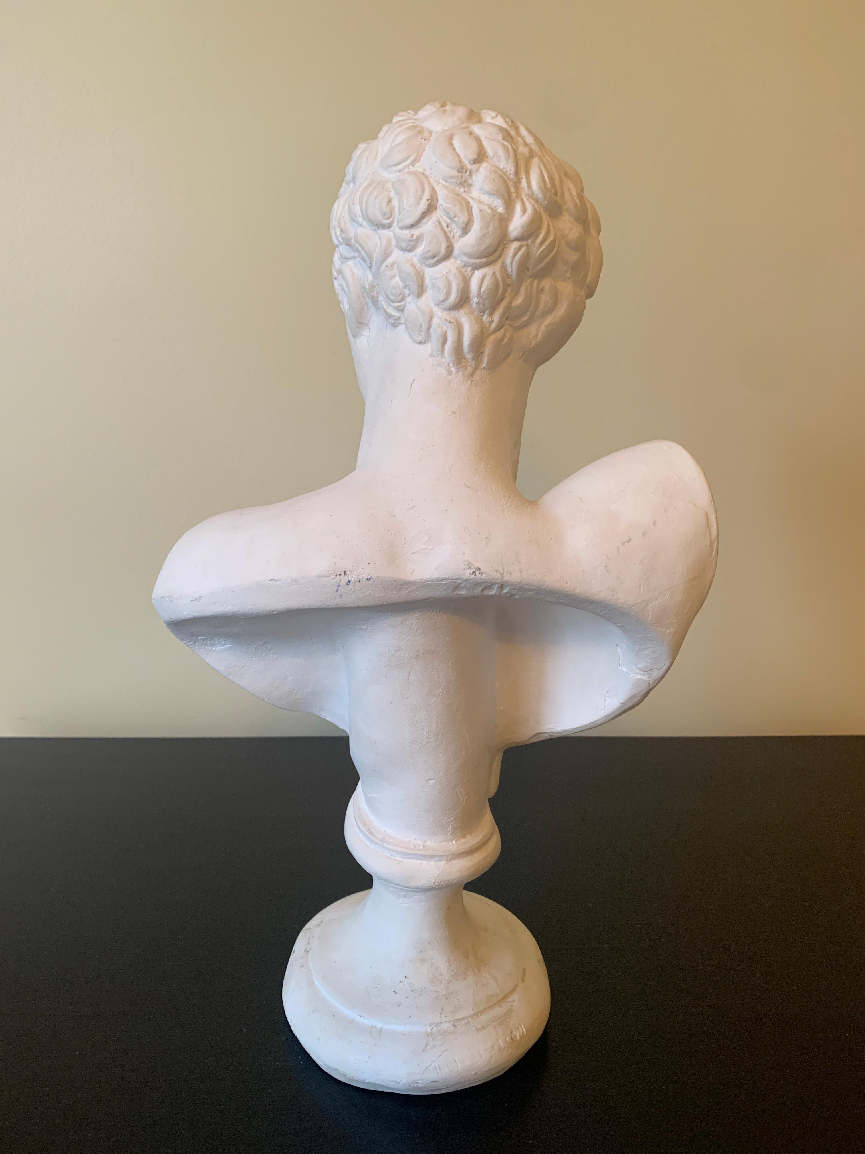 Vintage Classical Plaster Male Bust of Hermes Sculpture For Sale 1