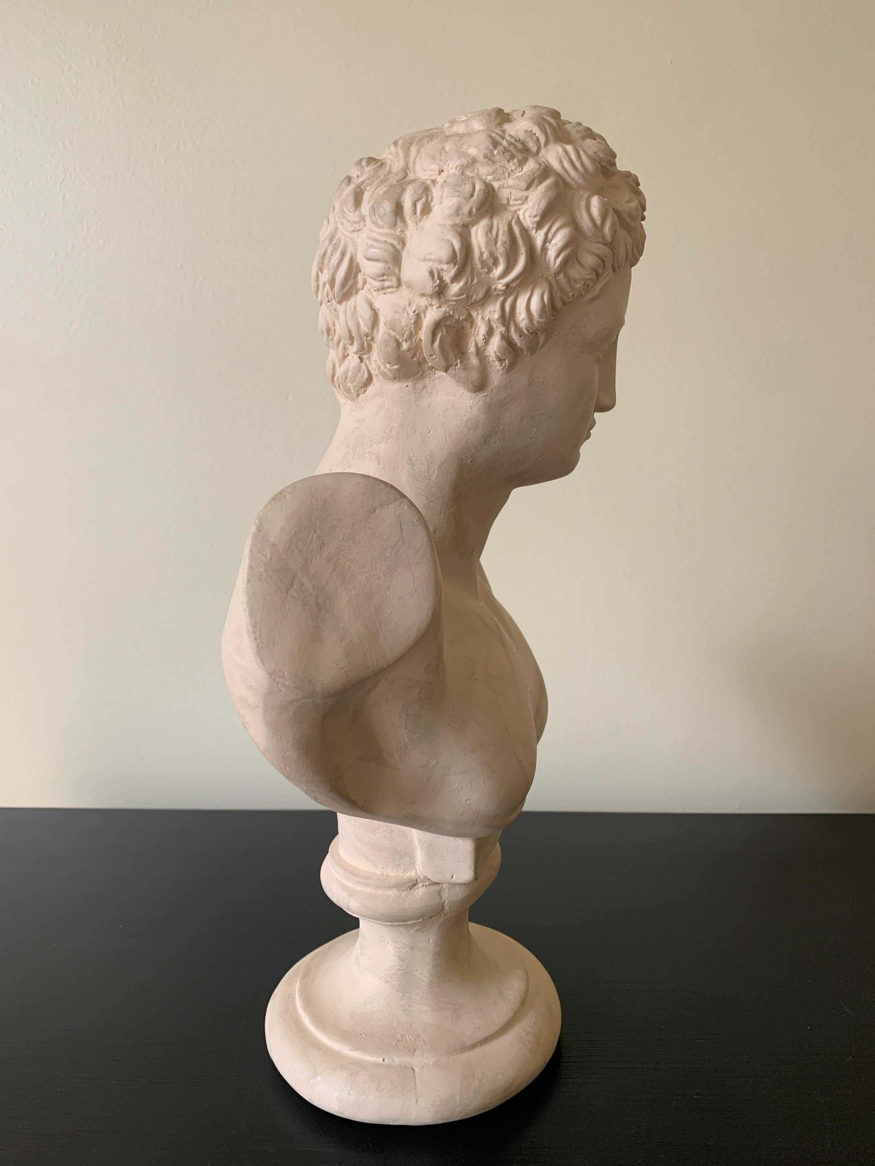 Vintage Classical Plaster Male Bust of Hermes Sculpture For Sale 2