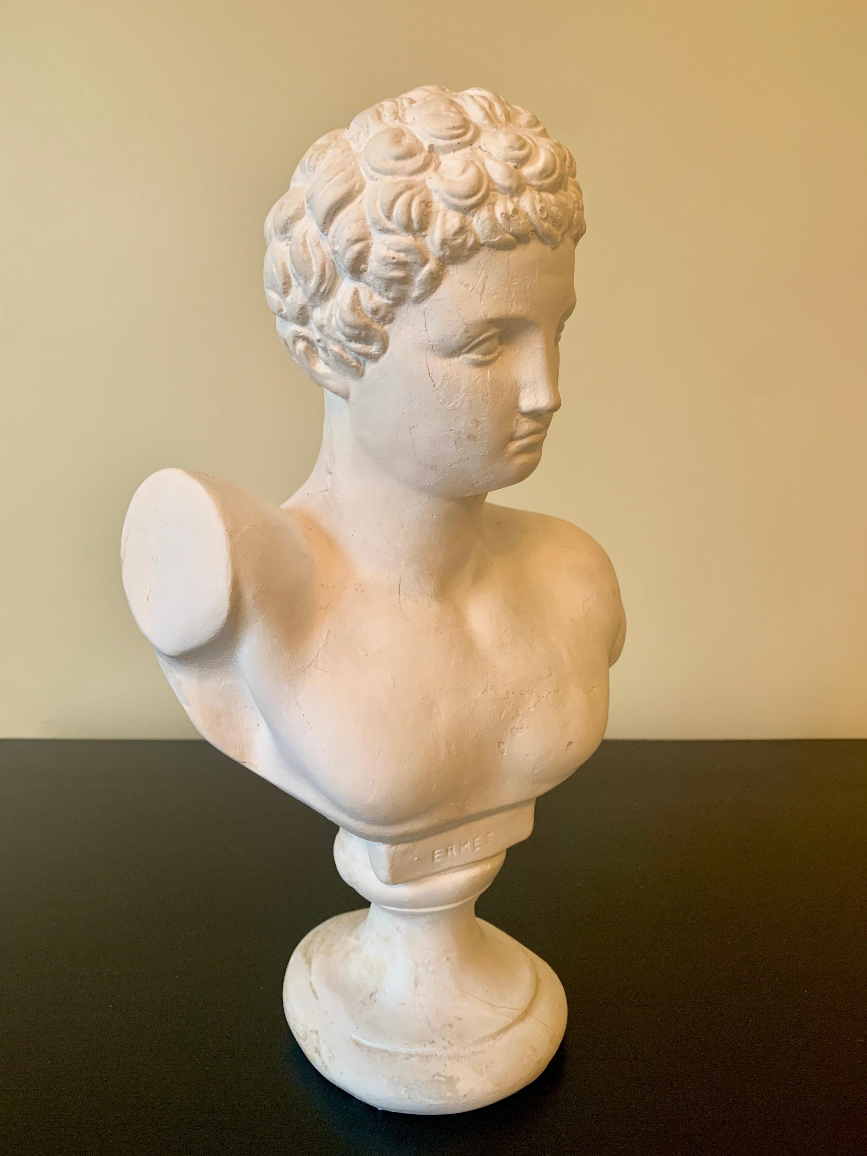 Vintage Classical Plaster Male Bust of Hermes Sculpture For Sale 3