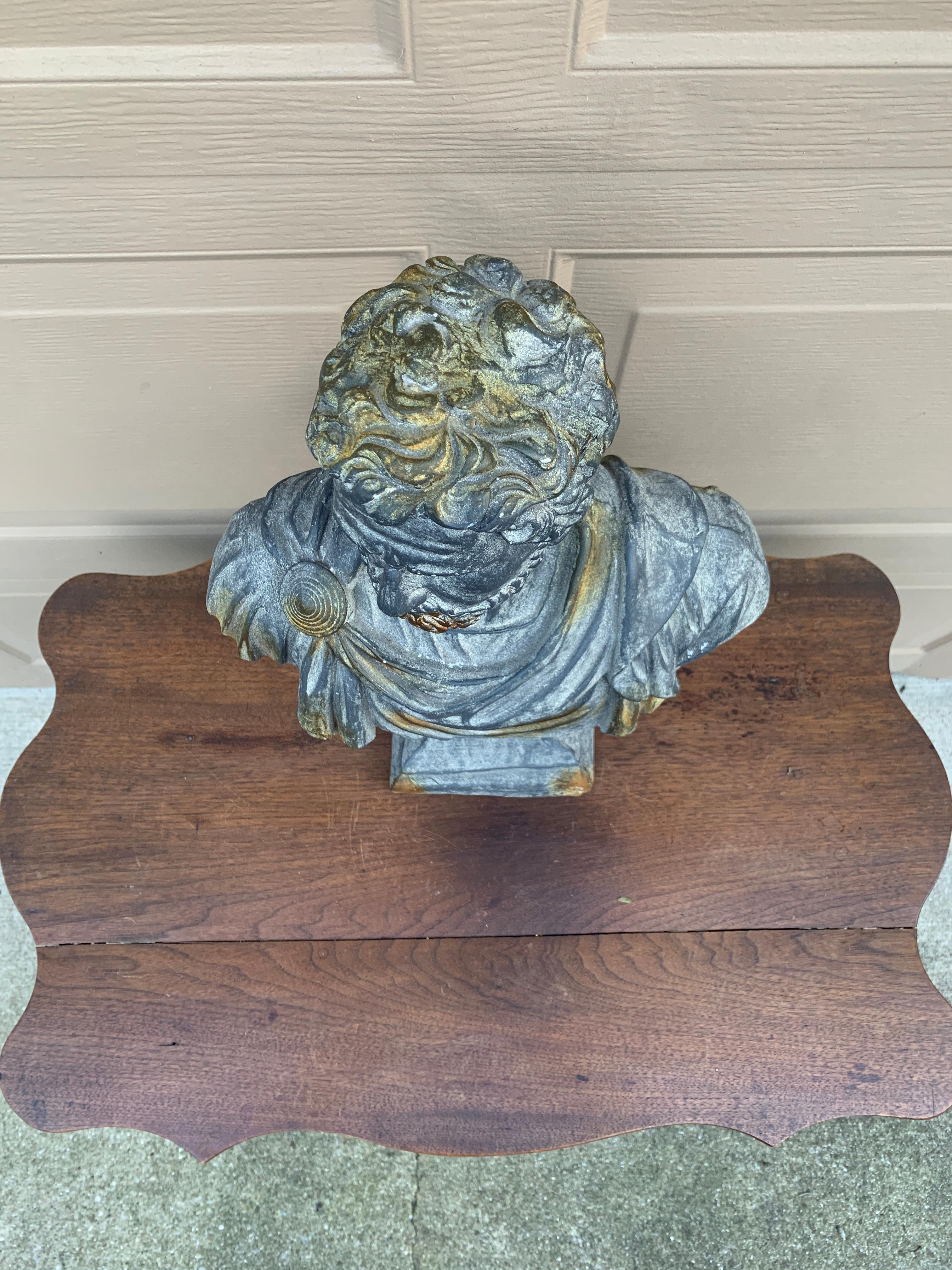Plâtre Vintage Classic Plaster Male Bust Sculpture of Roman Emperor Antoninus Pius en vente