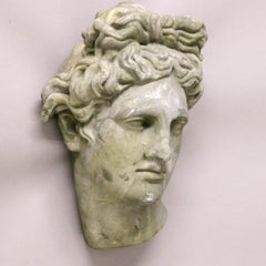 Vintage Classical Plaster Wall Sculpture, Head of Michelangelo's David C1930
