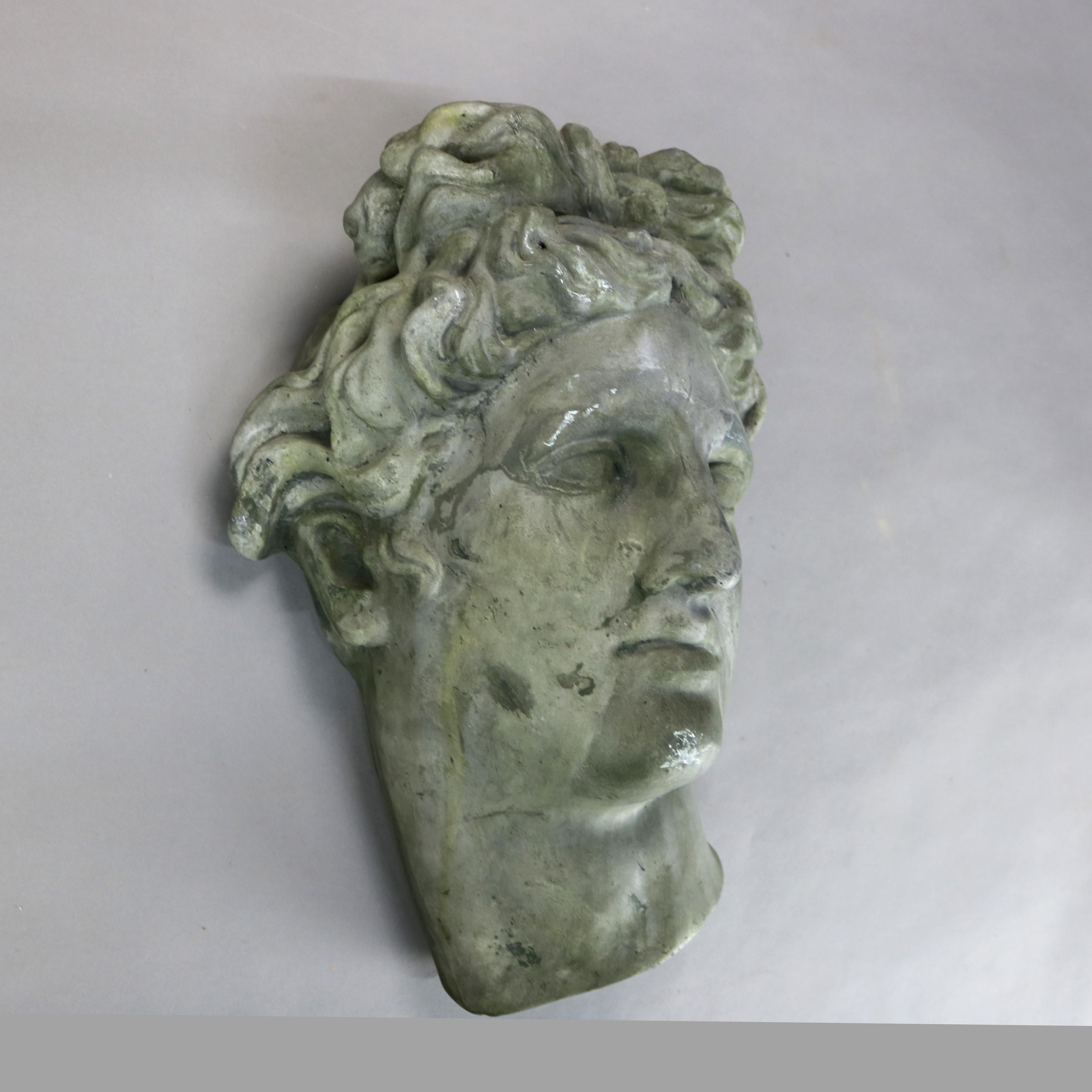Scultura da parete in gesso classico vintage, Testa del David di Michelangelo C1930 in vendita 1