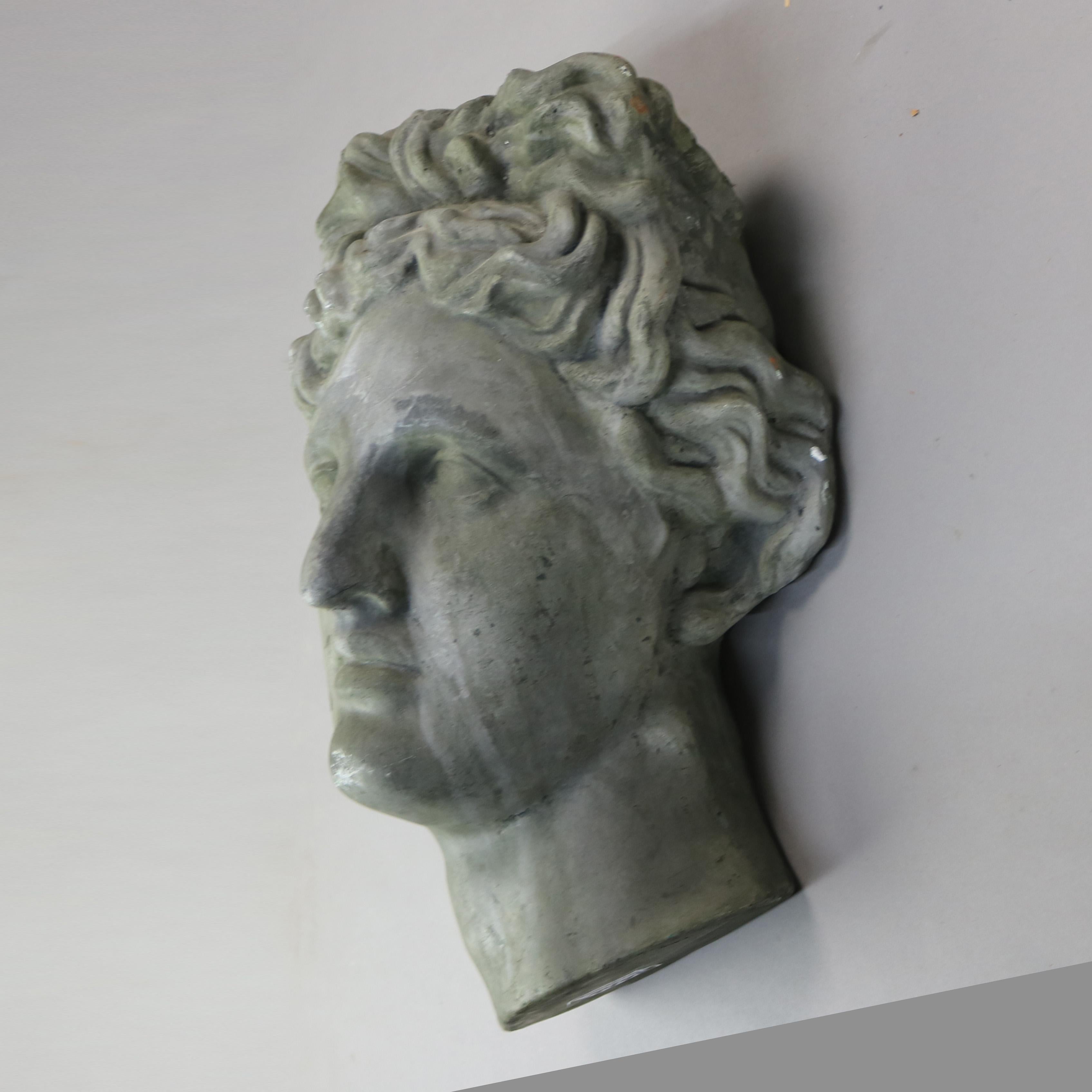 Scultura da parete in gesso classico vintage, Testa del David di Michelangelo C1930 in vendita 2
