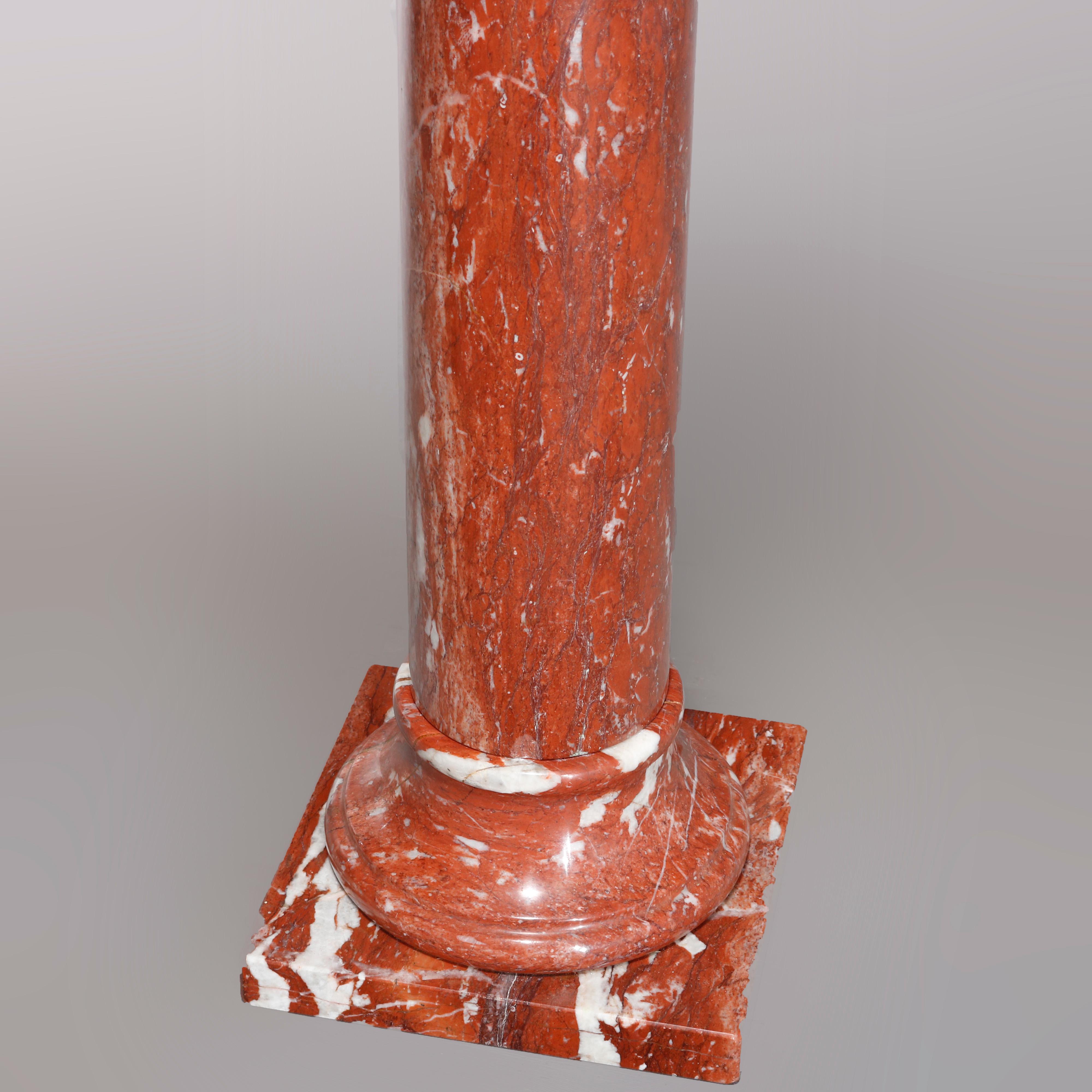 Vintage Classical Rouge Marble Sculpture Display Pedestal, 20th Century 4