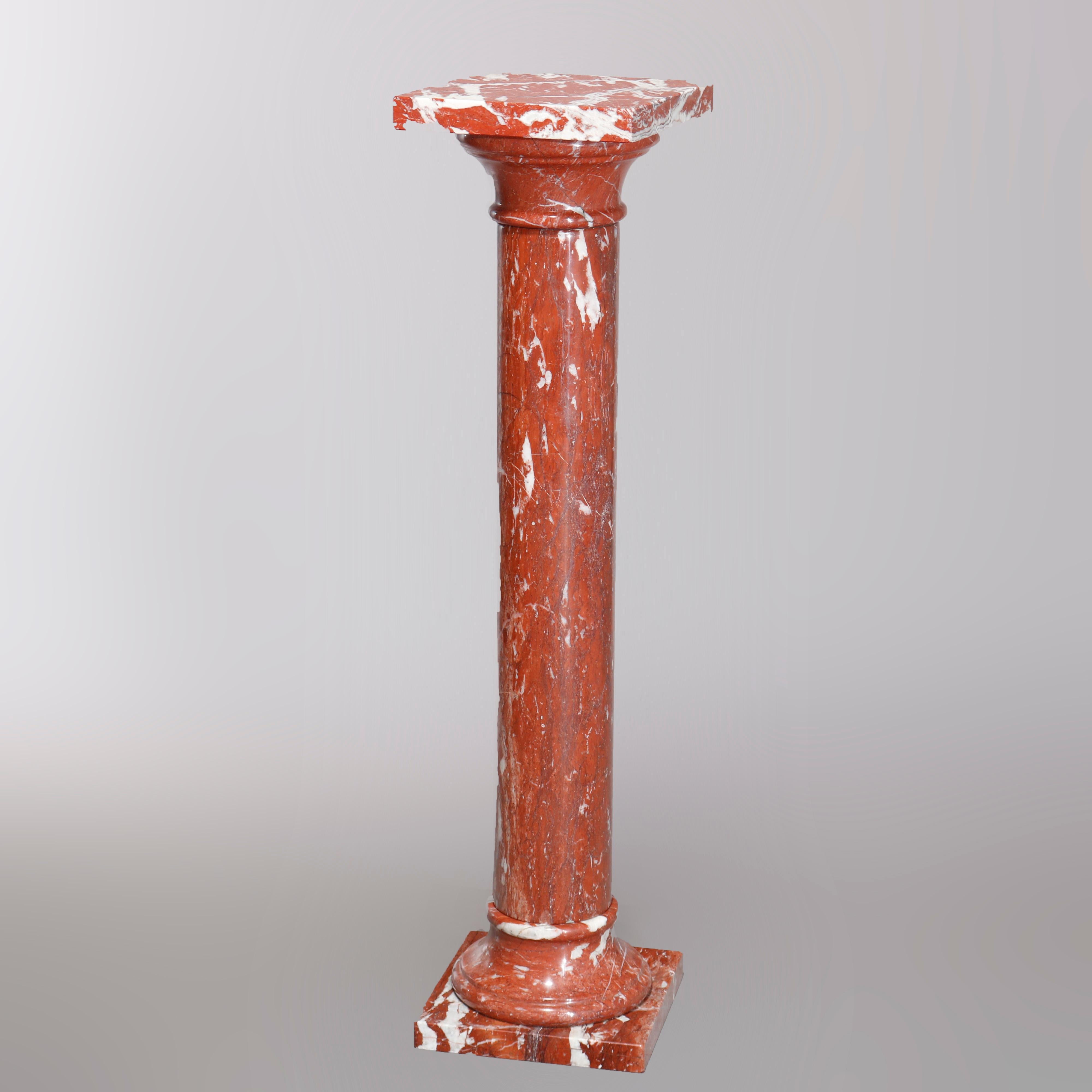 Classical Greek Vintage Classical Rouge Marble Sculpture Display Pedestal, 20th Century