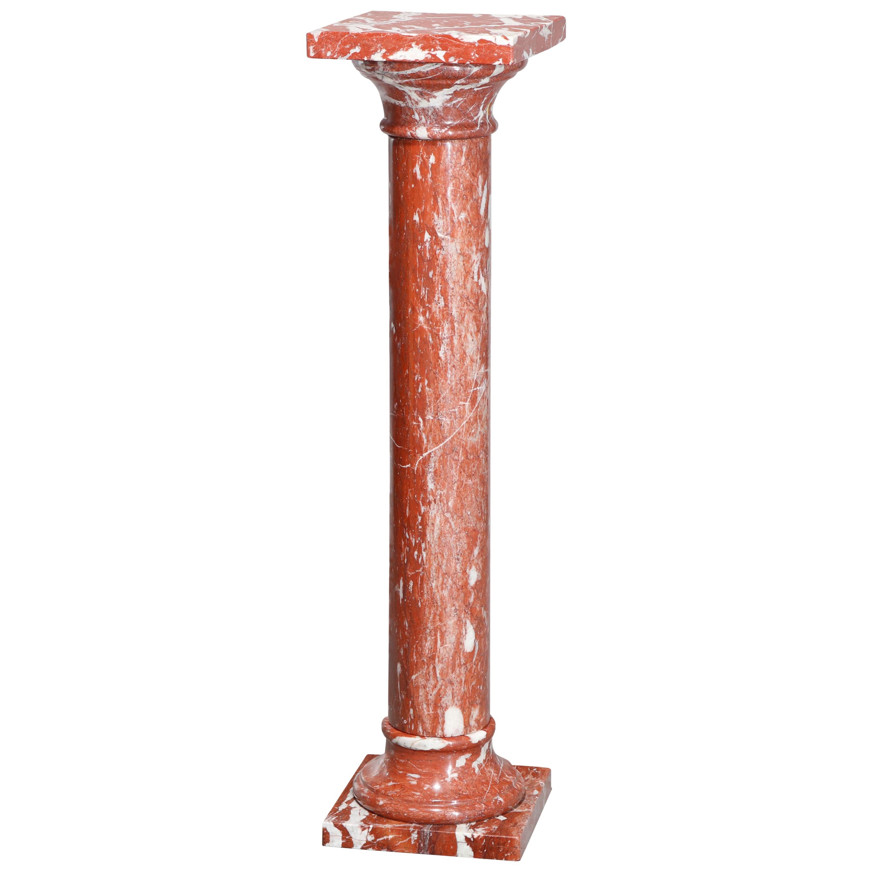 Vintage Classical Rouge Marble Sculpture Display Pedestal, 20th Century