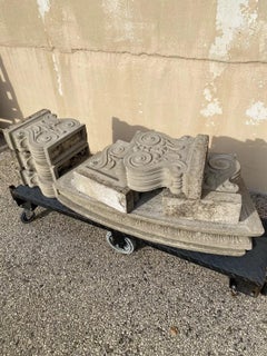 Vintage Classical Style Cast Stone Double Pedestal Curved Garden Bench Seat
