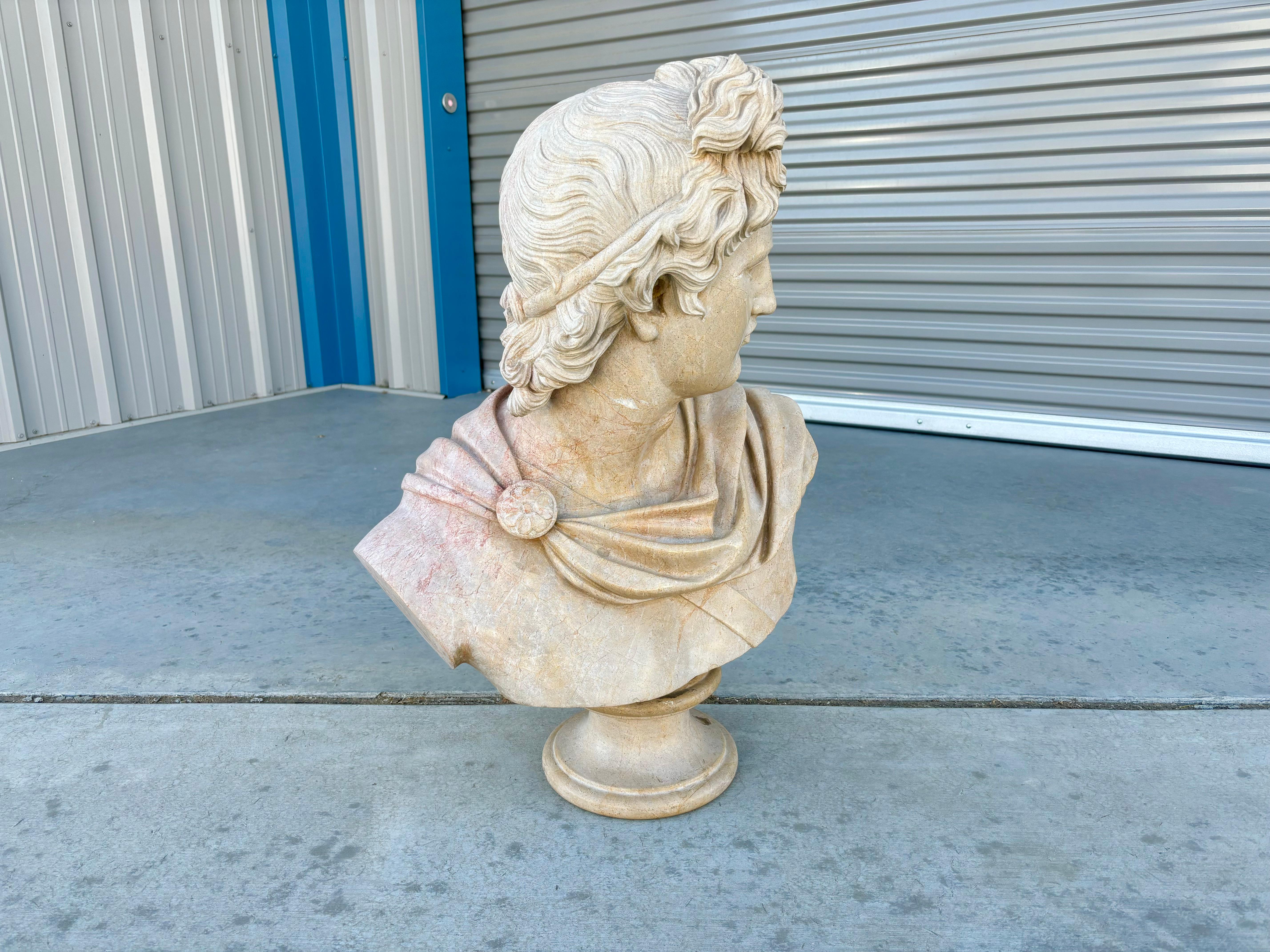 Vintage Classical Style Marble Bust of Apollo For Sale 4