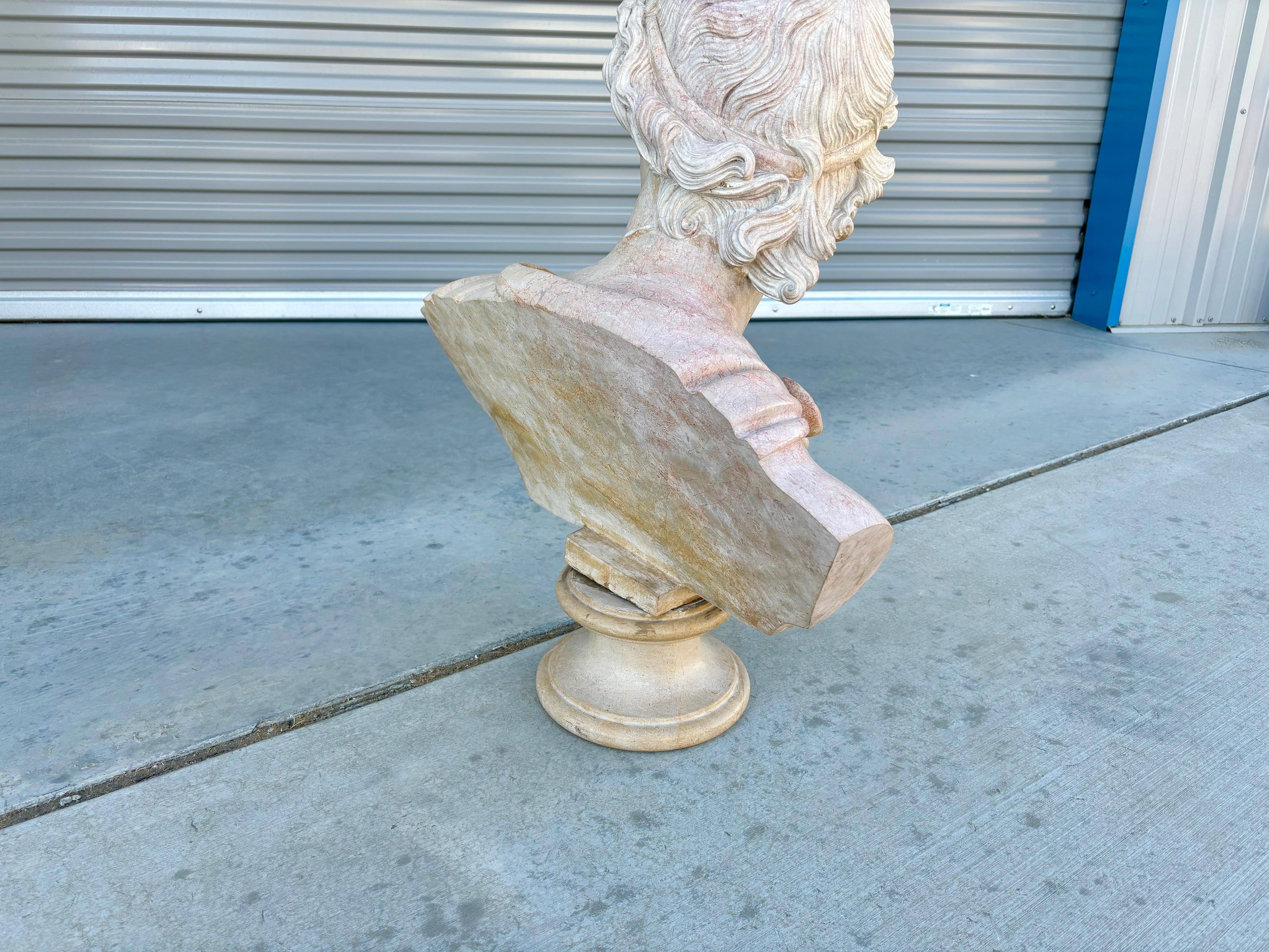 Vintage Classical Style Marble Bust of Apollo For Sale 7