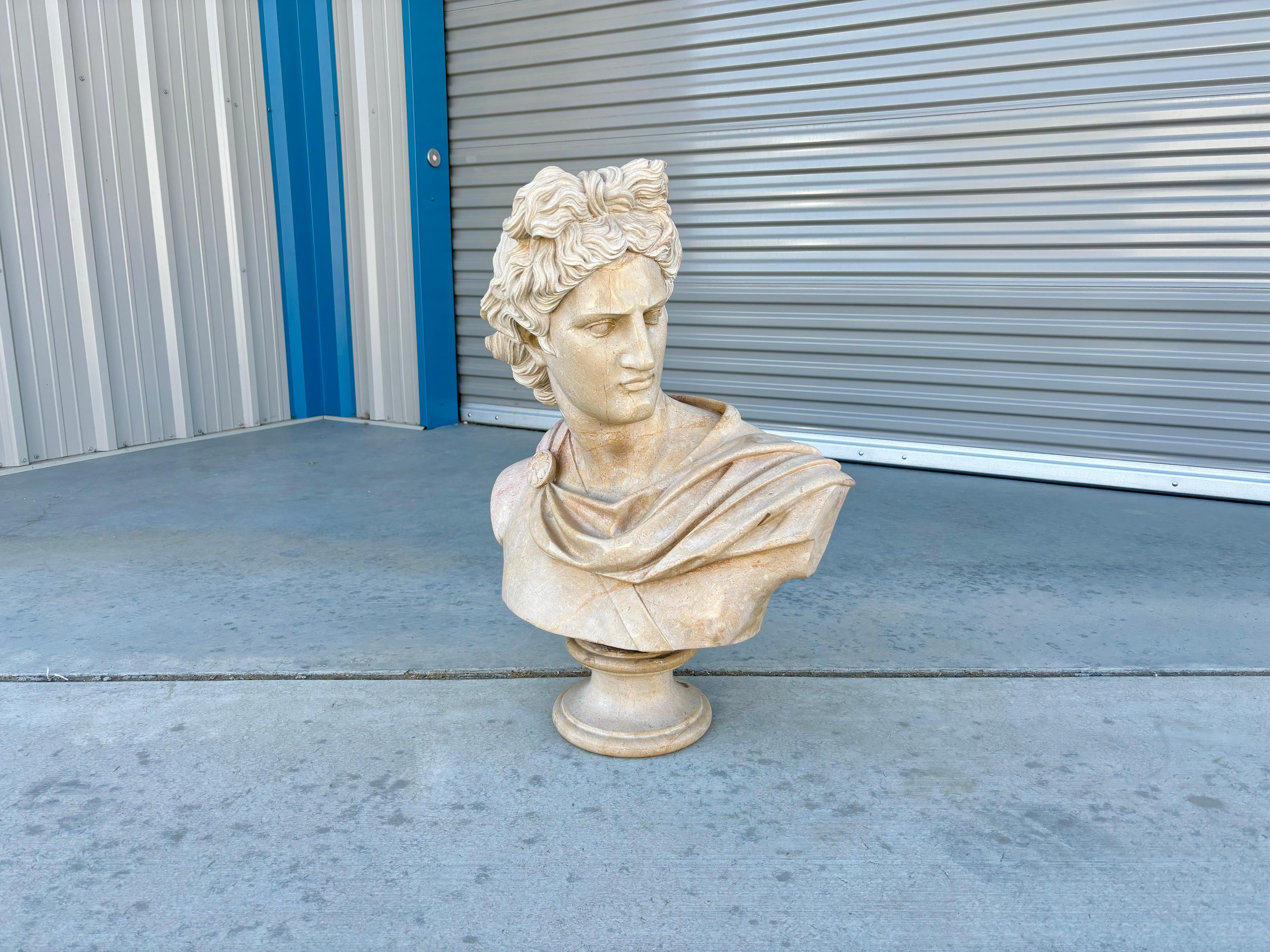 19th Century Vintage Classical Style Marble Bust of Apollo For Sale