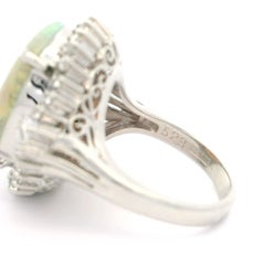 Vintage Classy Platinum 5.92ct Exceptional Color Opal Diamond Halo Cocktail Ring