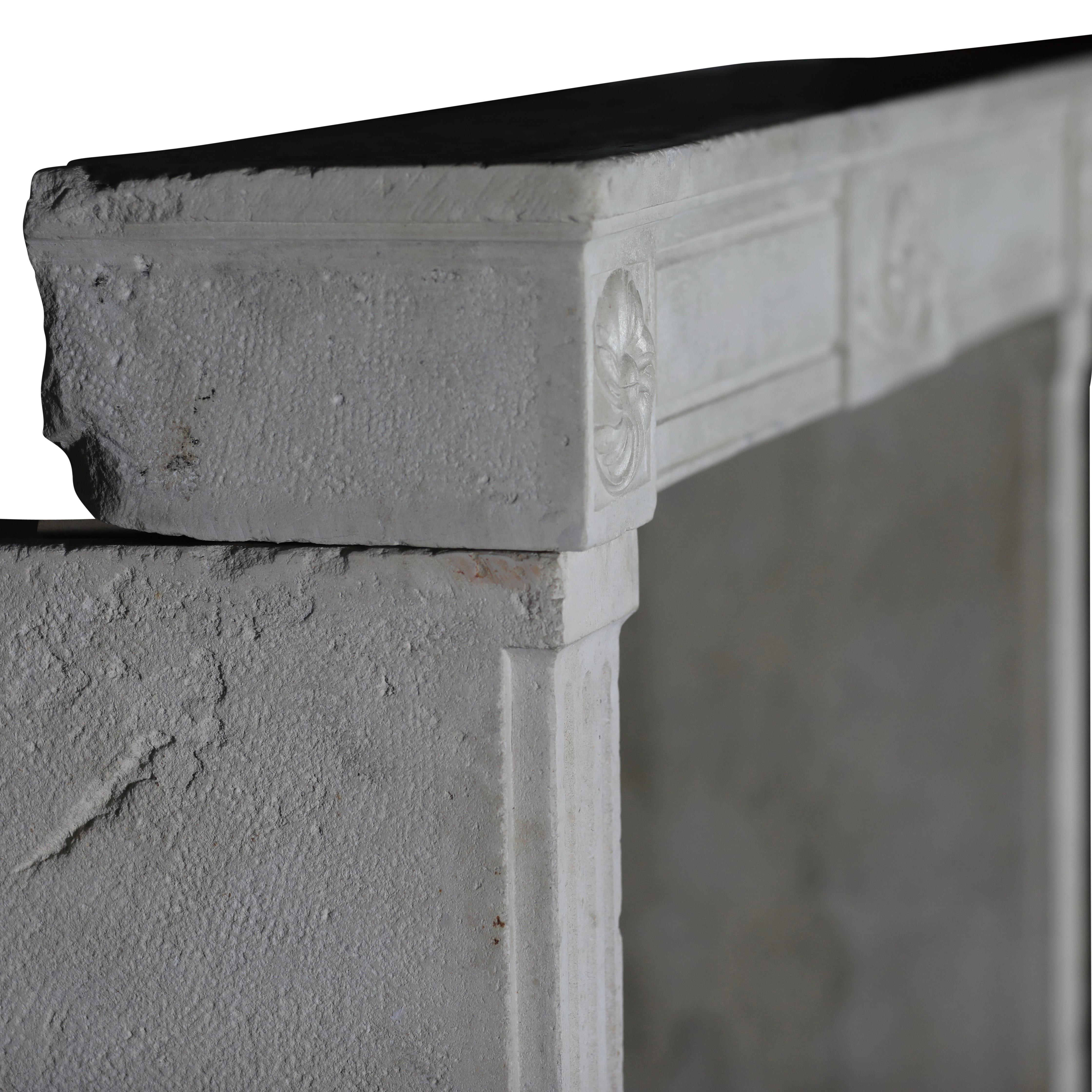 Vintage Classy White Fireplace Surround in Limestone For Sale 8