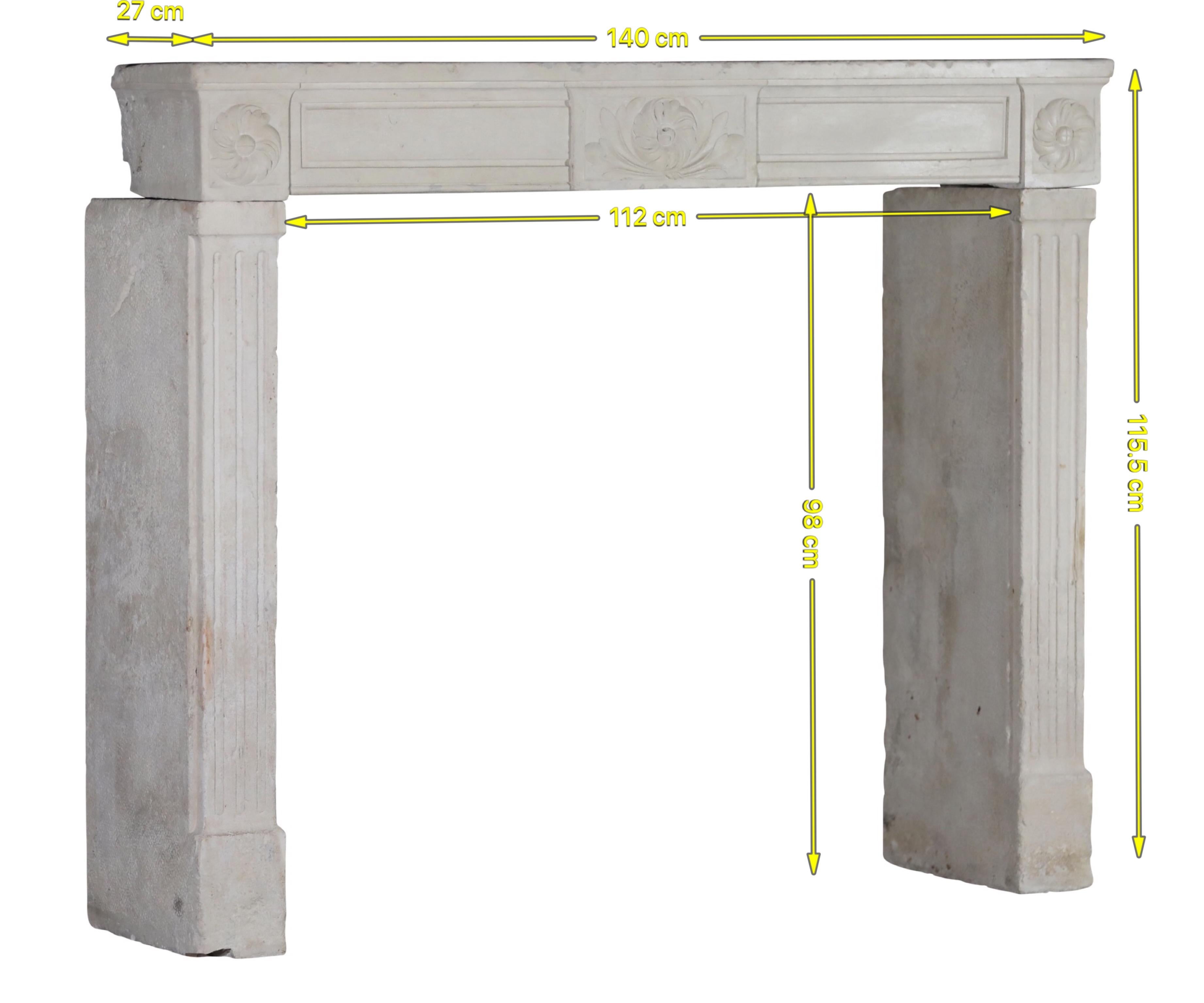 Vintage Classy White Fireplace Surround in Limestone For Sale 11