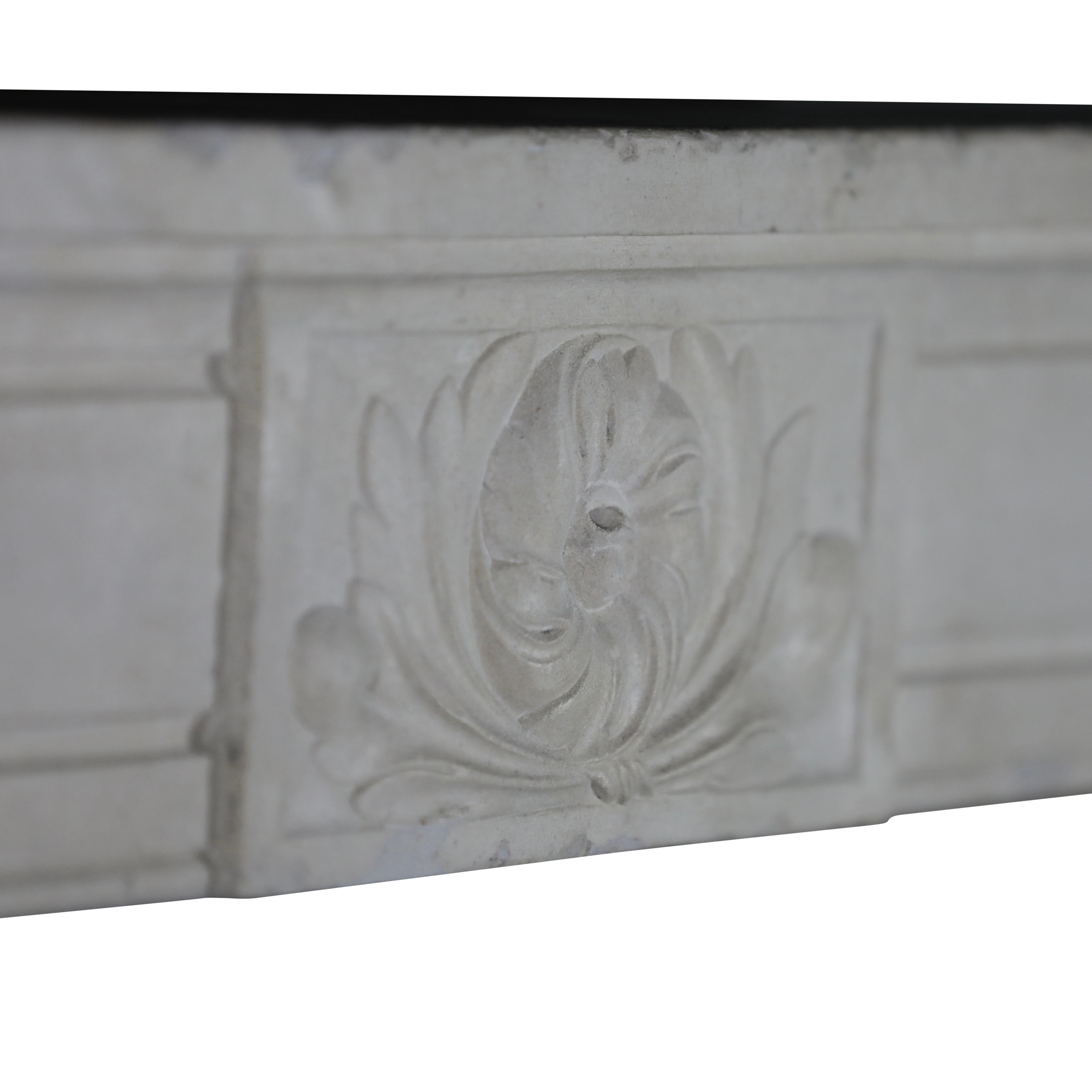 Louis XVI Vintage Classy White Fireplace Surround in Limestone For Sale