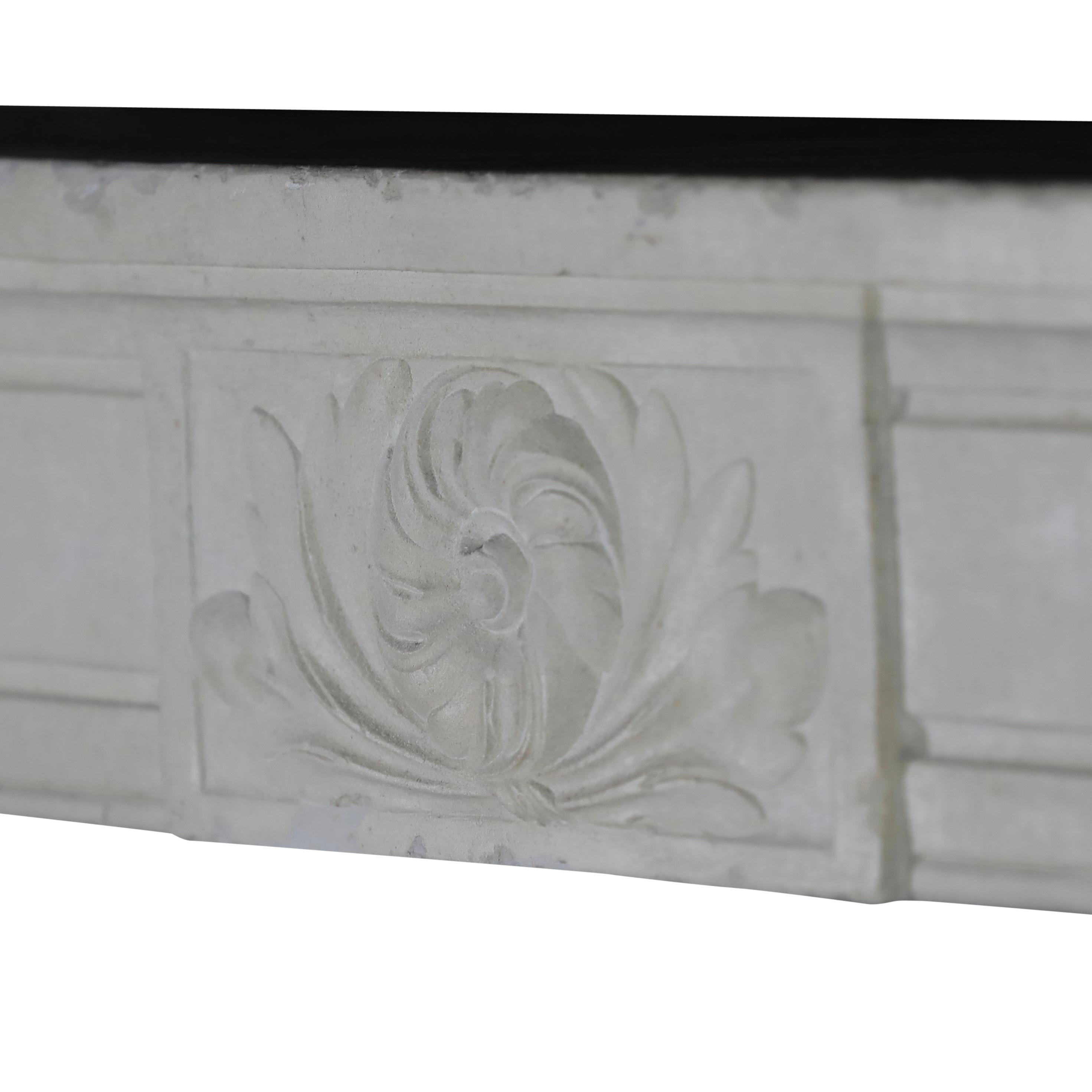 French Vintage Classy White Fireplace Surround in Limestone For Sale