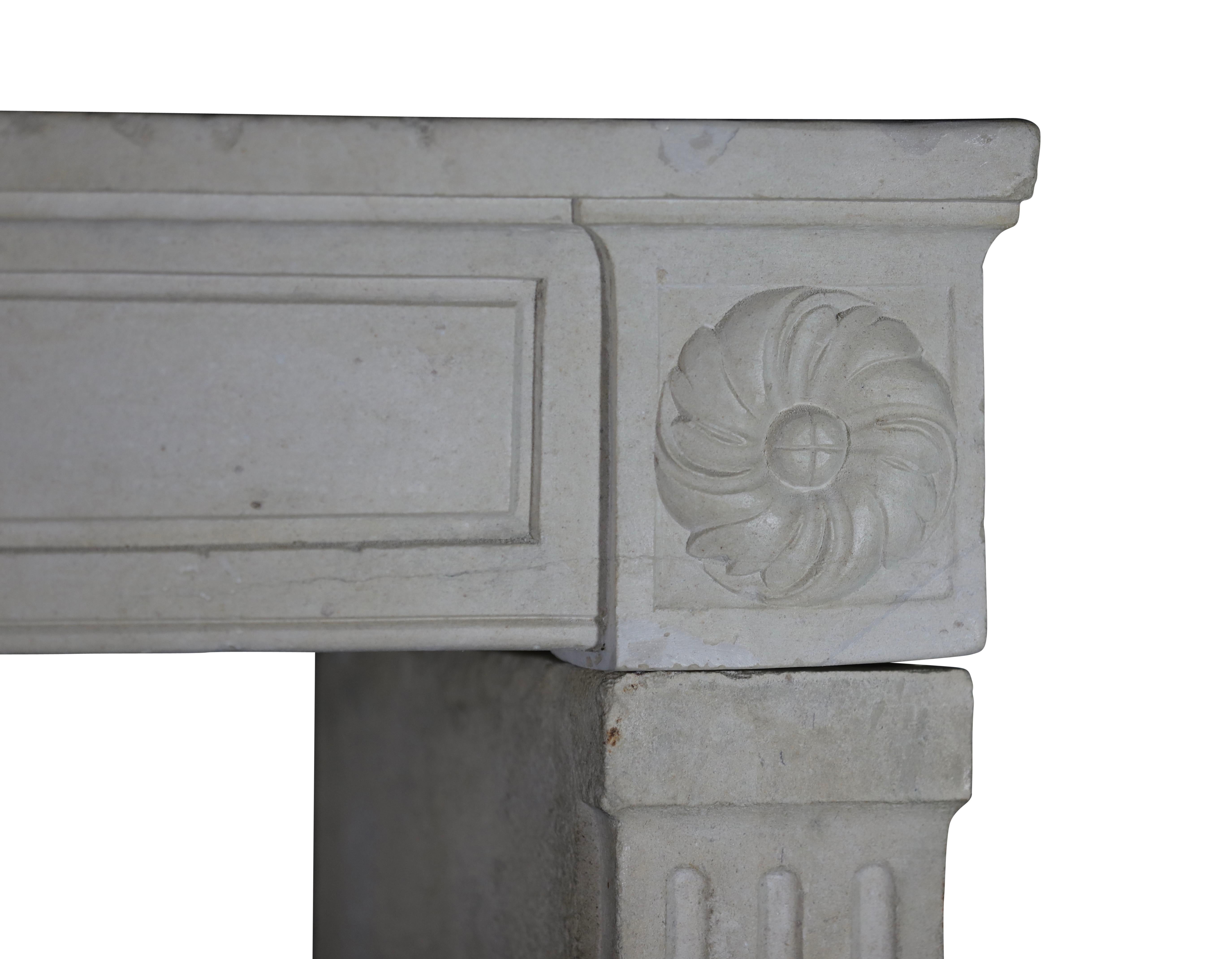 18th Century Vintage Classy White Fireplace Surround in Limestone For Sale