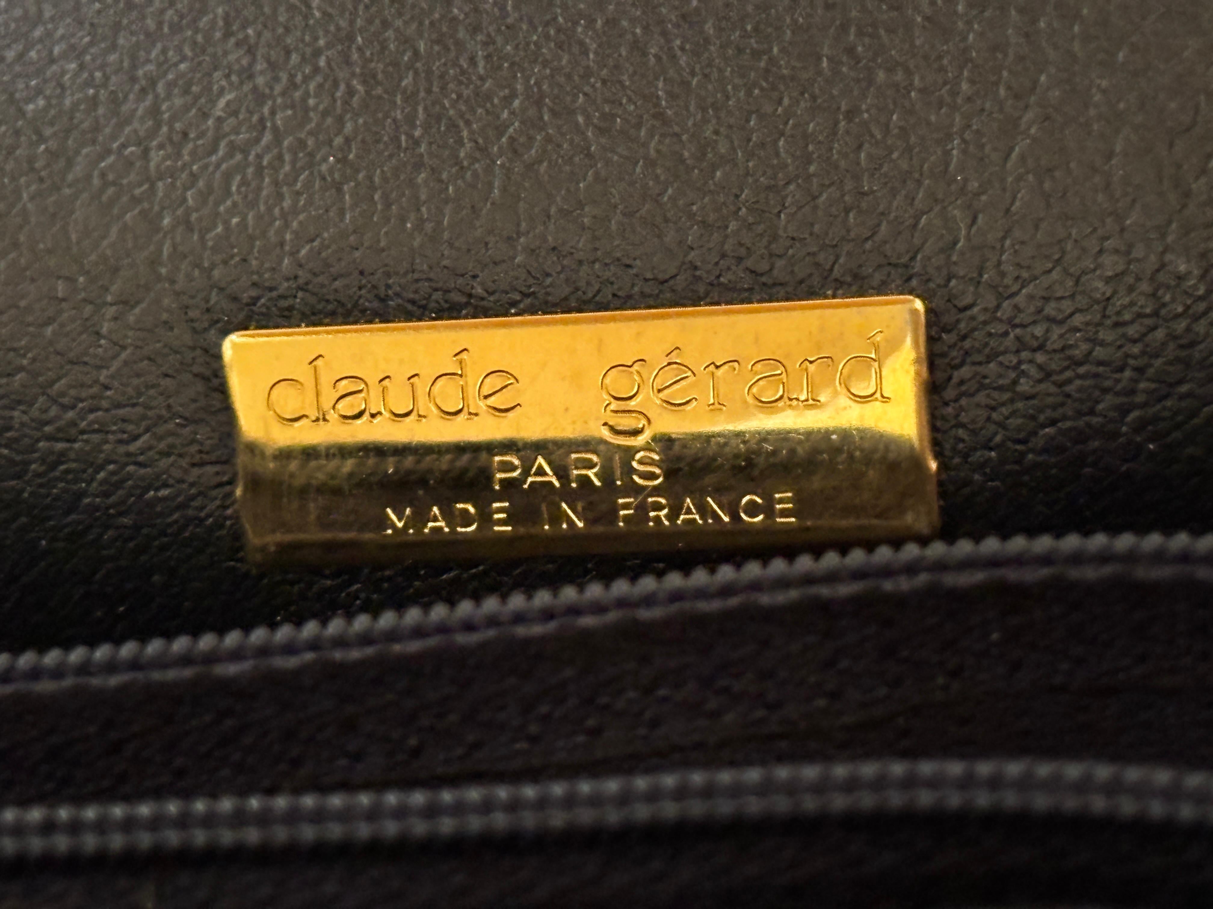 Vintage Claude Gerard Paris Made in France Schwarz Leder Crossbody Geldbörse im Angebot 9