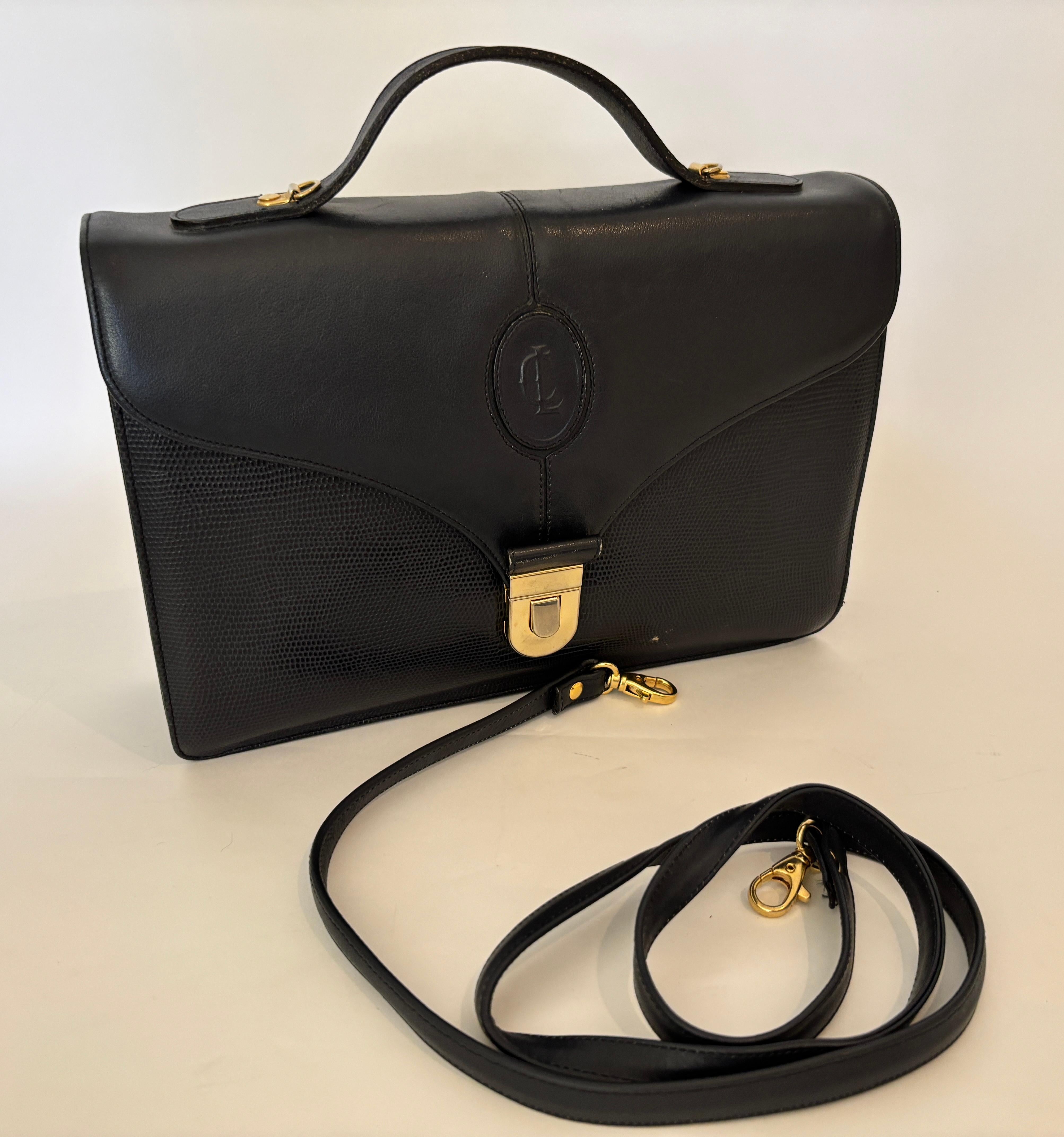 Vintage Claude Gerard Paris Made in France Schwarz Leder Crossbody Geldbörse im Angebot 11