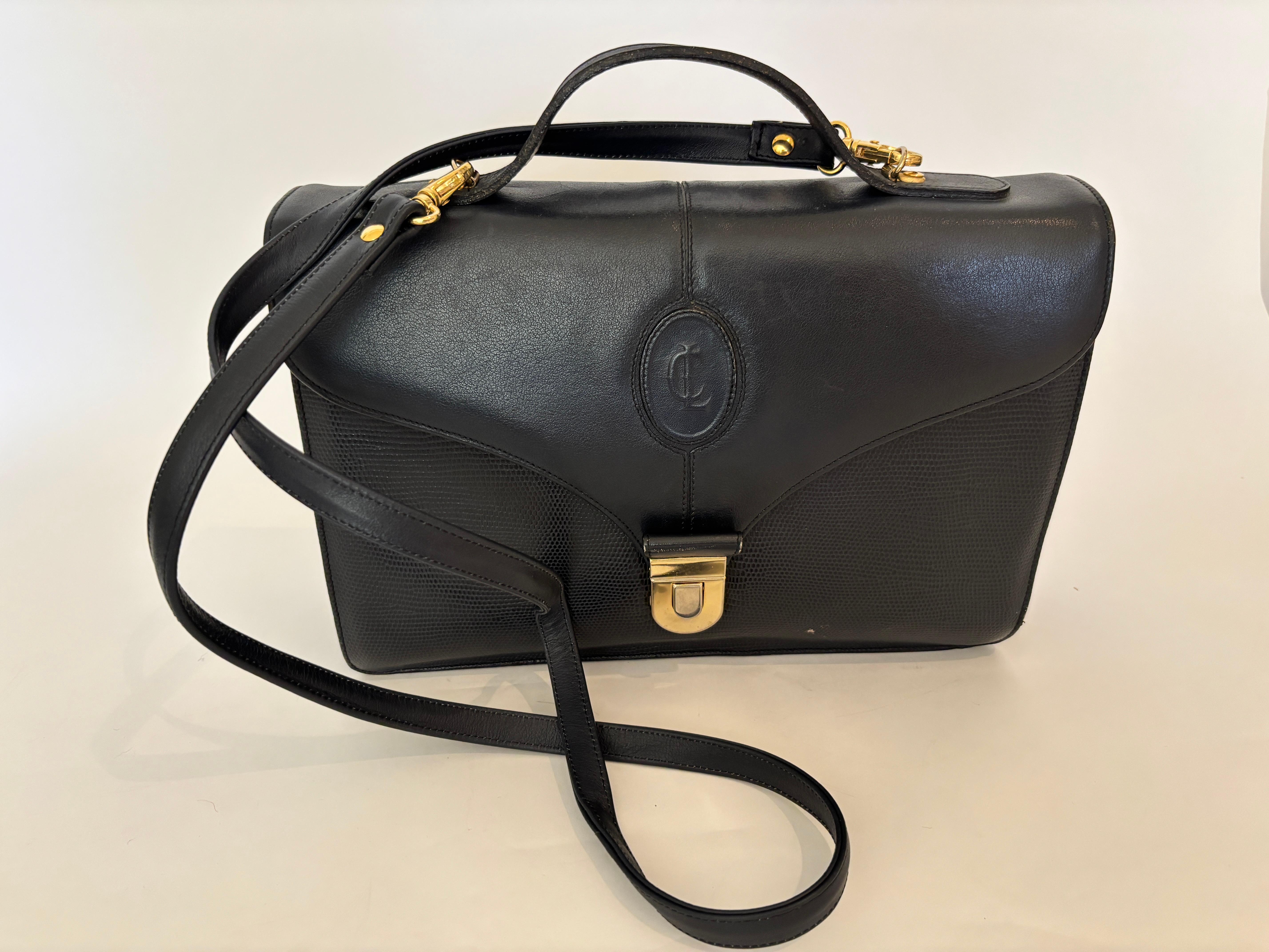 Vintage Claude Gerard Paris Made in France Schwarz Leder Crossbody Geldbörse im Zustand „Gut“ im Angebot in North Hollywood, CA