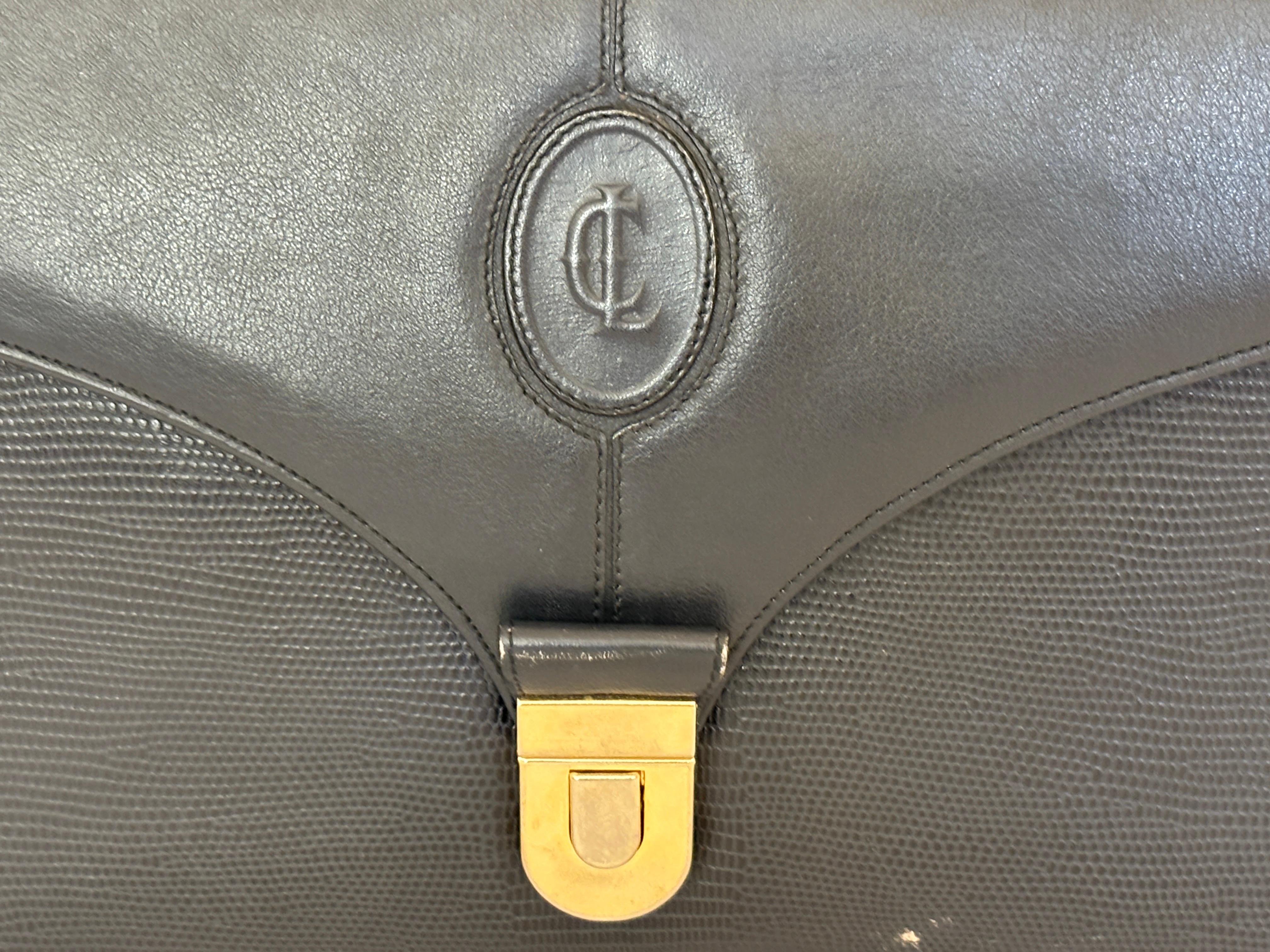 Vintage Claude Gerard Paris Made in France Schwarz Leder Crossbody Geldbörse im Angebot 1
