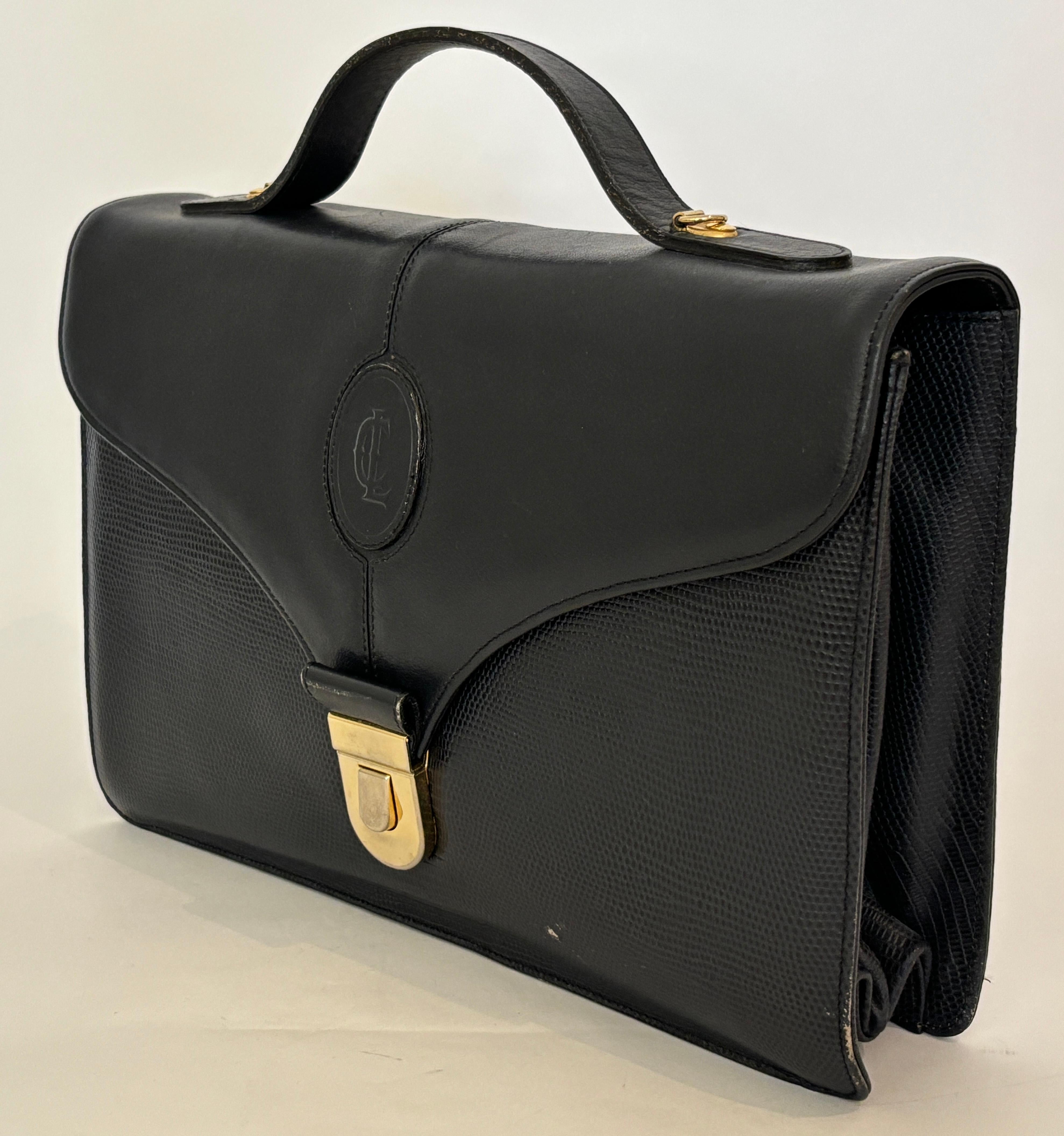 Vintage Claude Gerard Paris Made in France Schwarz Leder Crossbody Geldbörse im Angebot 3