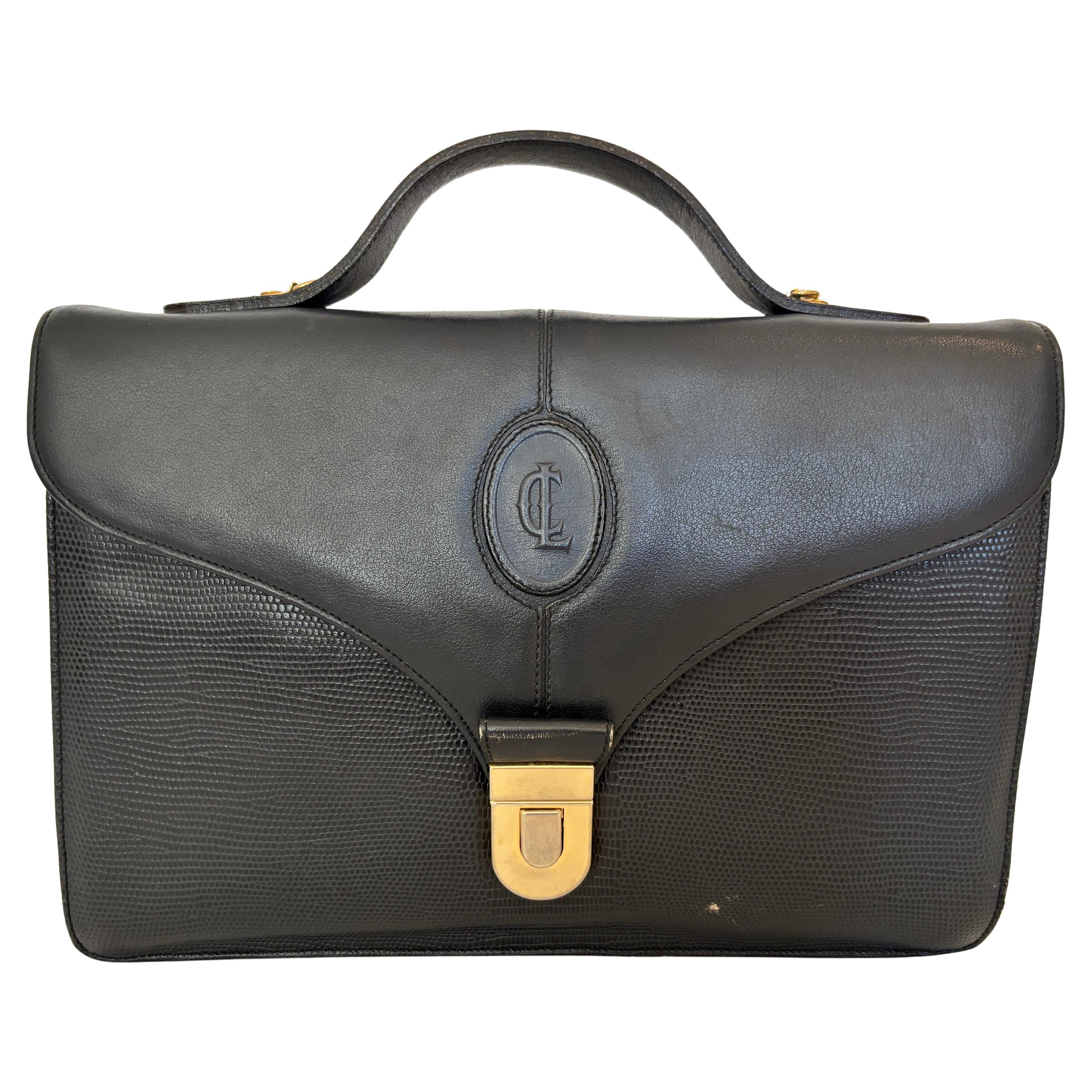 Vintage Claude Gerard Paris Made in France Schwarz Leder Crossbody Geldbörse im Angebot