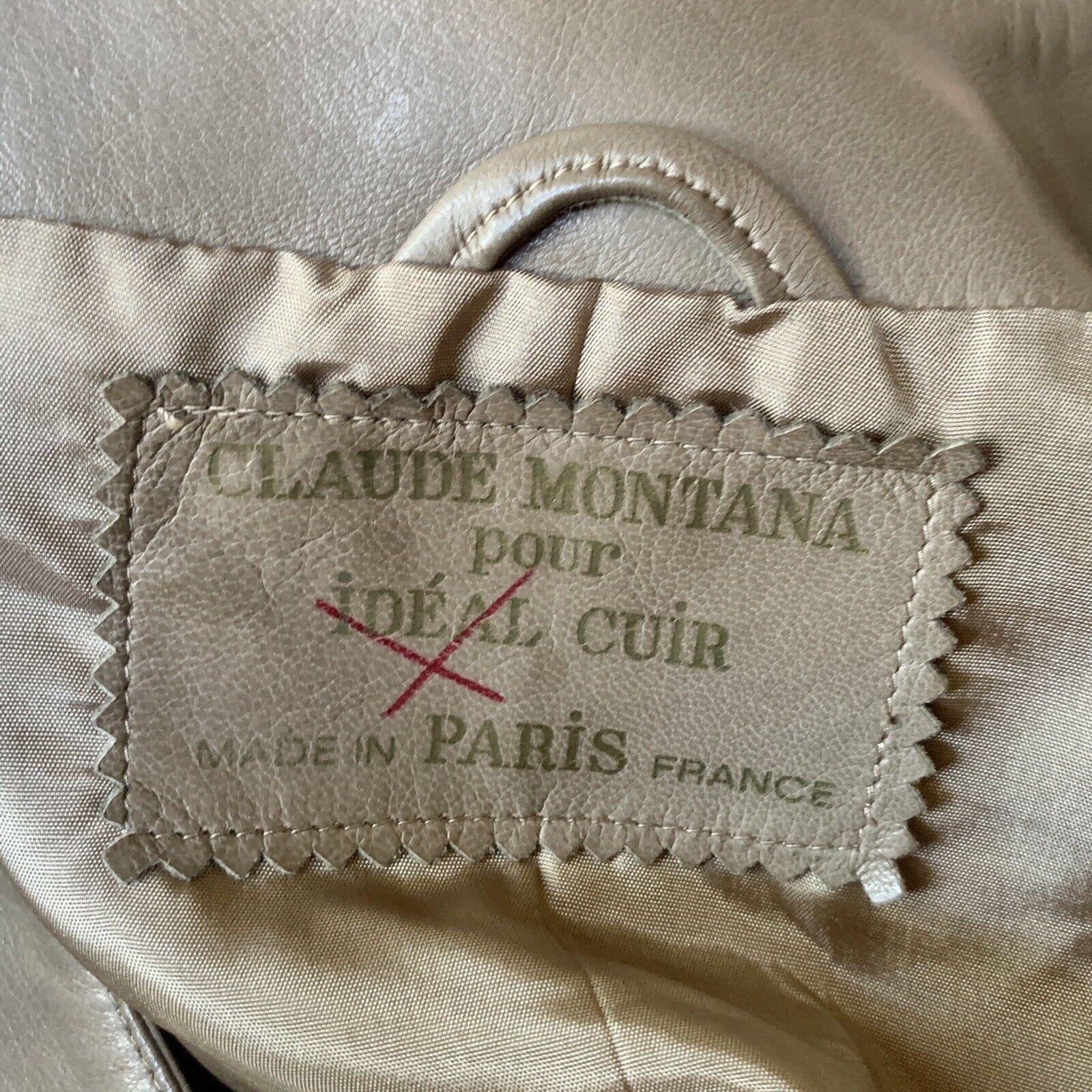 Vintage CLAUDE MONTANA 80s LAMBSKIN Cuir Brown Robe Agneau PARIS France 42 en vente 9