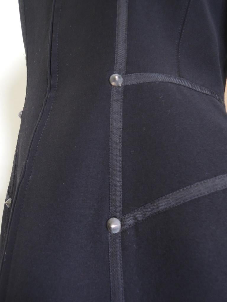 Vintage Claude Montana Black Form Fitting Zip Front Jacket  For Sale 9