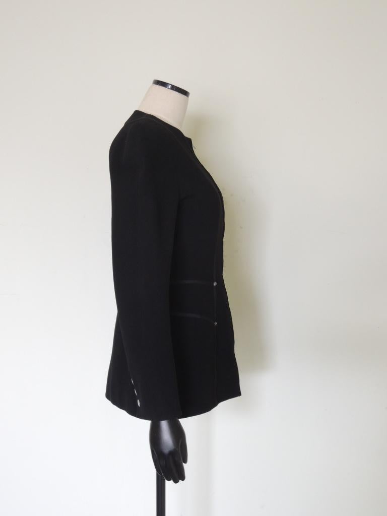 Vintage Claude Montana Schwarz Form Fitting Zip Front Jacke im Angebot 3
