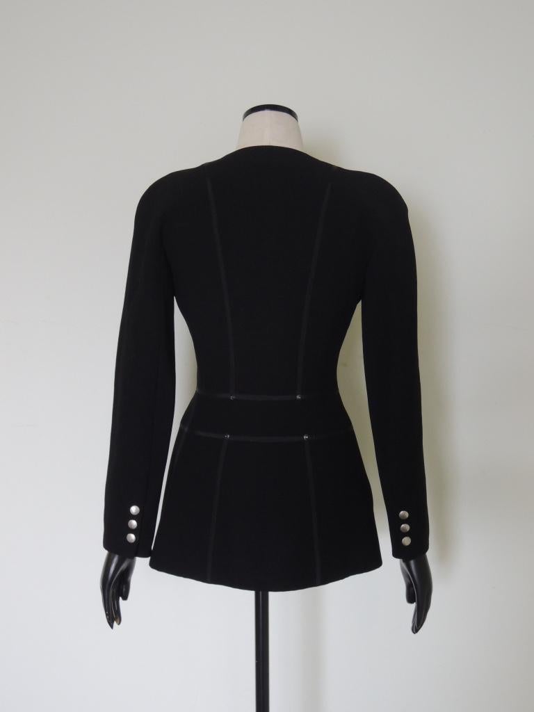 Vintage Claude Montana Black Form Fitting Zip Front Jacket  For Sale 5