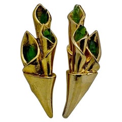 Vintage CLAUDE MONTANA for Claire DEVE Green Stones Bouquet Earrings