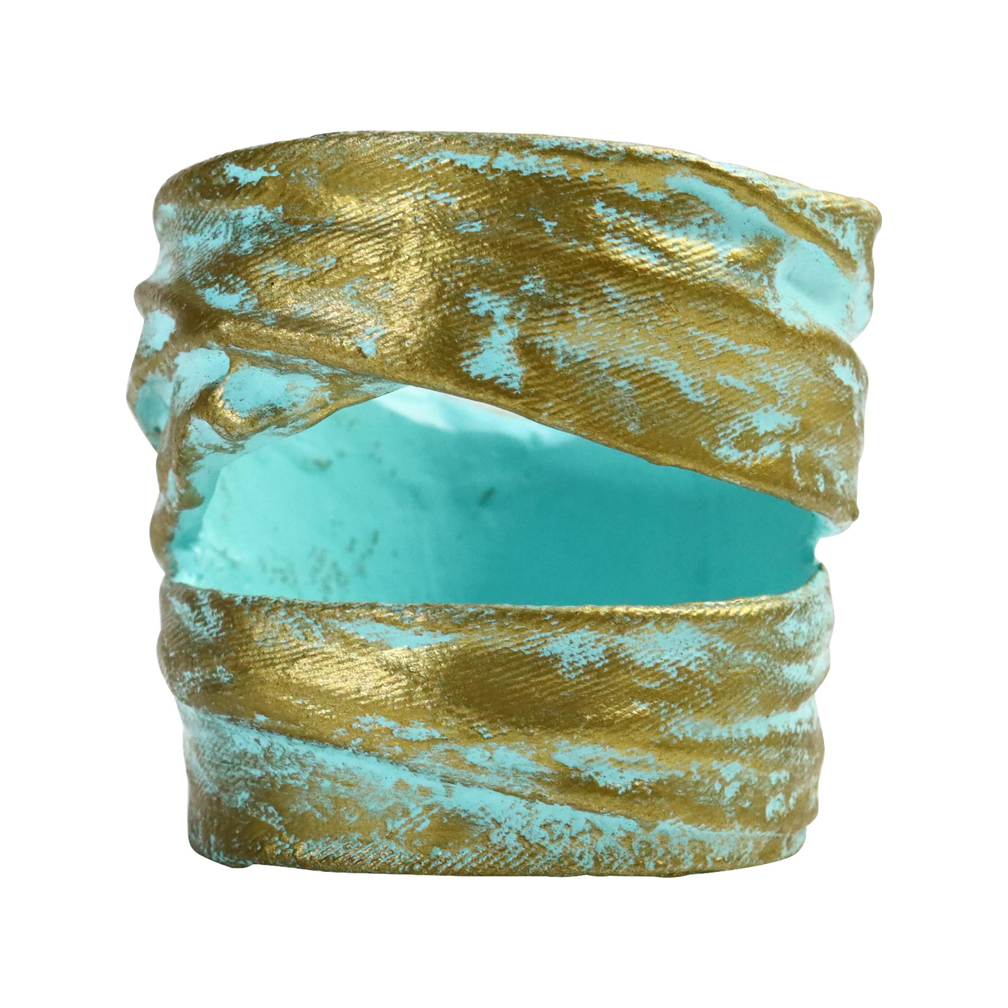 Pulsera vintage Claude Montana Oro Verde Papel Maiche Circa Década de 1980 en venta 2