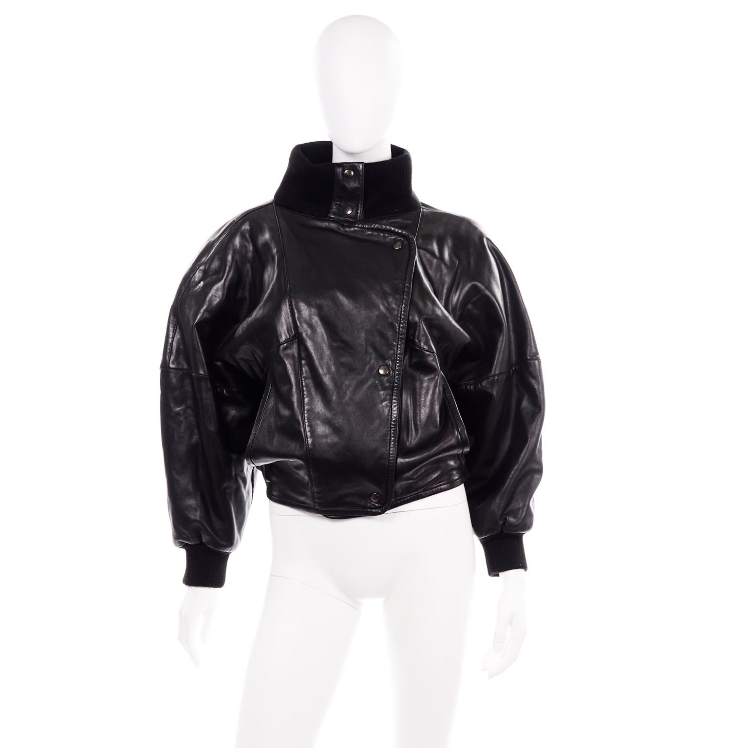 1985 F/W Vintage Claude Montana Ideal Cuir Schwarz Lederjacke W Pony Haar 7
