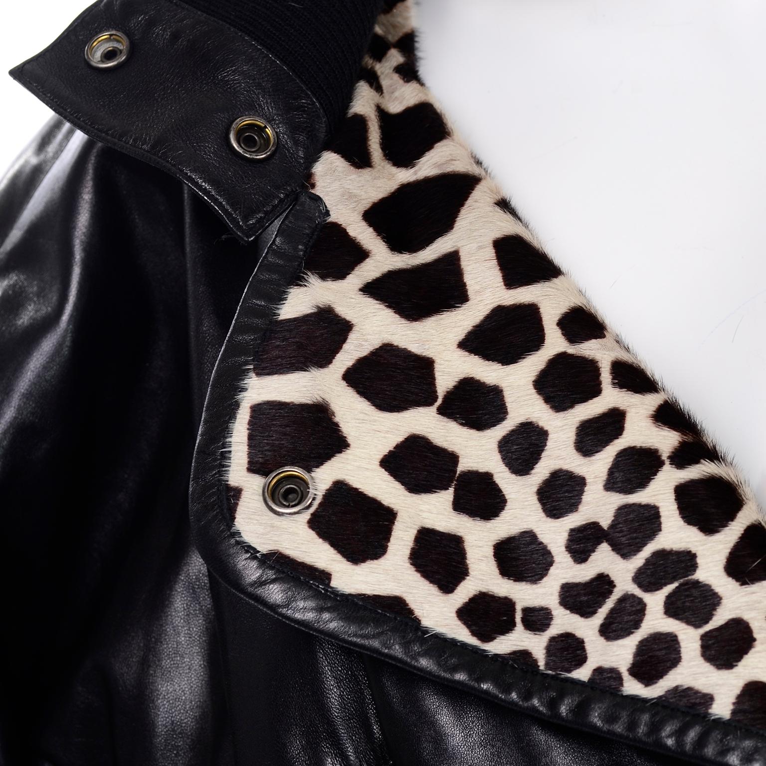 1985 F/W Vintage Claude Montana Ideal Cuir Schwarz Lederjacke W Pony Haar 9