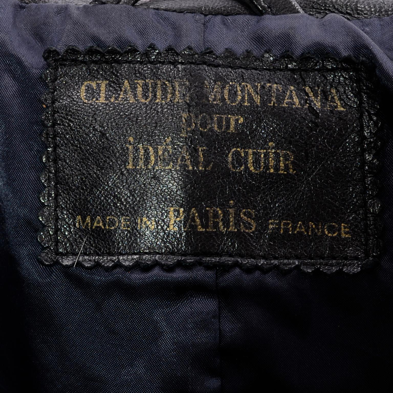 1985 F/W Vintage Claude Montana Ideal Cuir Schwarz Lederjacke W Pony Haar 11