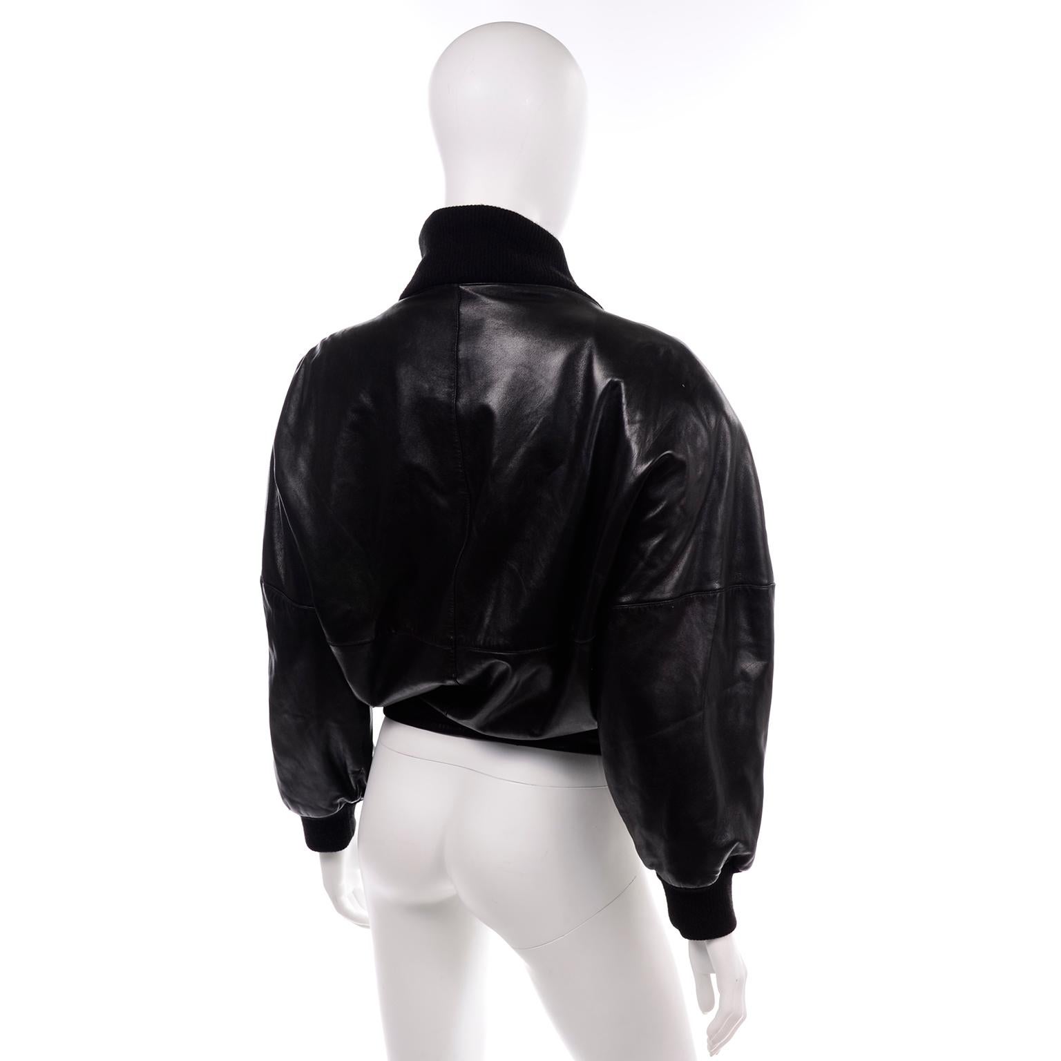 1985 F/W Vintage Claude Montana Ideal Cuir Schwarz Lederjacke W Pony Haar 2