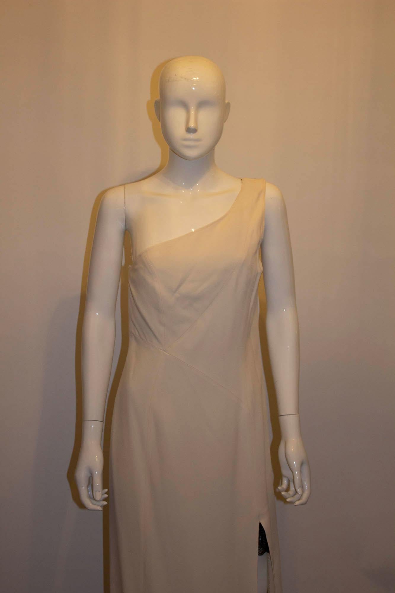 Vintage Claude Montana Ein-Schulter-Krepp-Kleid Damen im Angebot