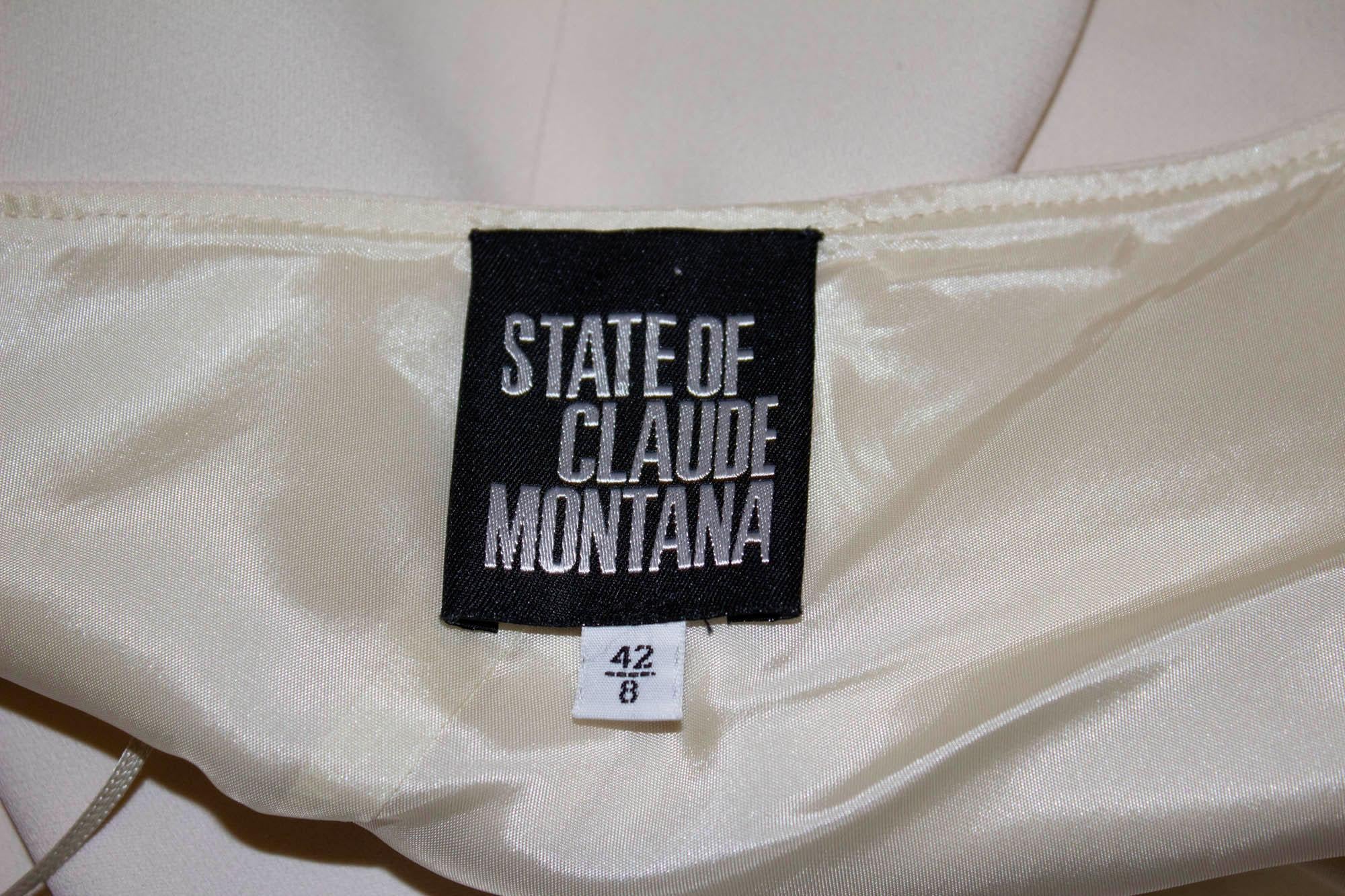 Vintage Claude Montana One Shoulder Crepe Gown For Sale 1