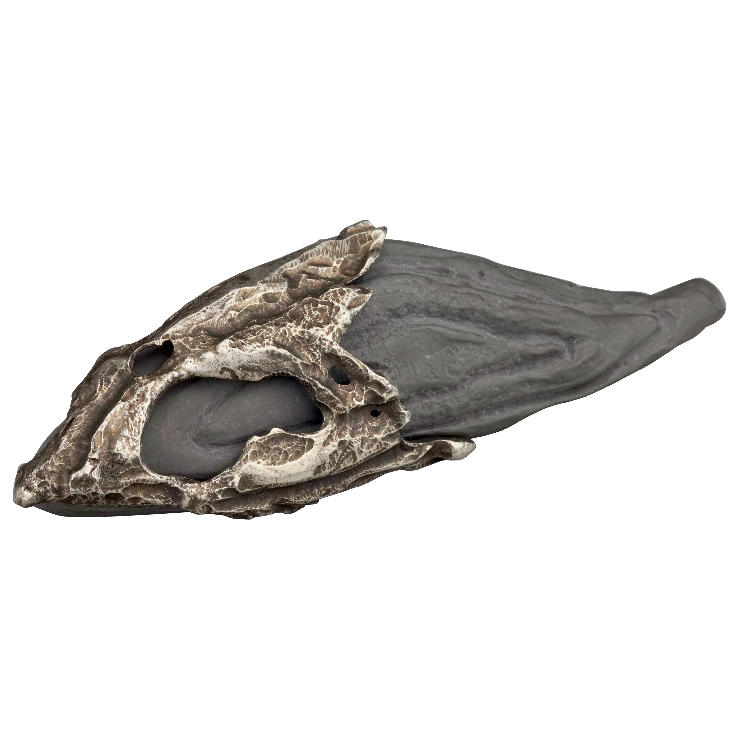 Pre-owned Claude Montana Vintage Pour Claire Deve Brutalist Brooch In Gray