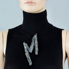 Vintage CLAUDE MONTANA Pour Claire DEVE Massive Gunmetal M Brooch